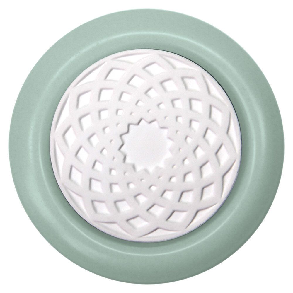 Pierre à parfum ronde verte avec insert blanc en forme de mandala. Forme ronde.