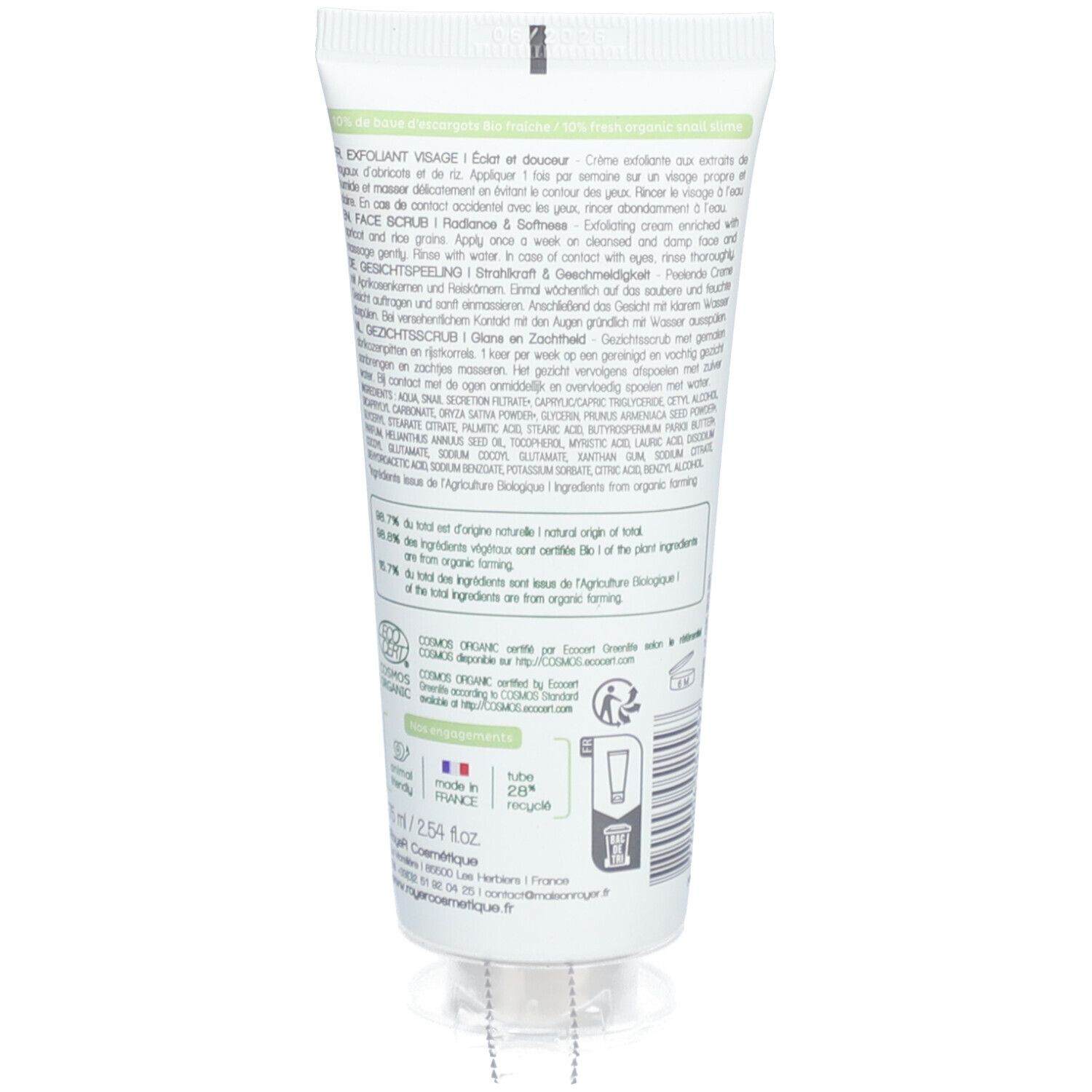 ROYER Exfoliant visage à la bave d'escargot Bio & Fraîche