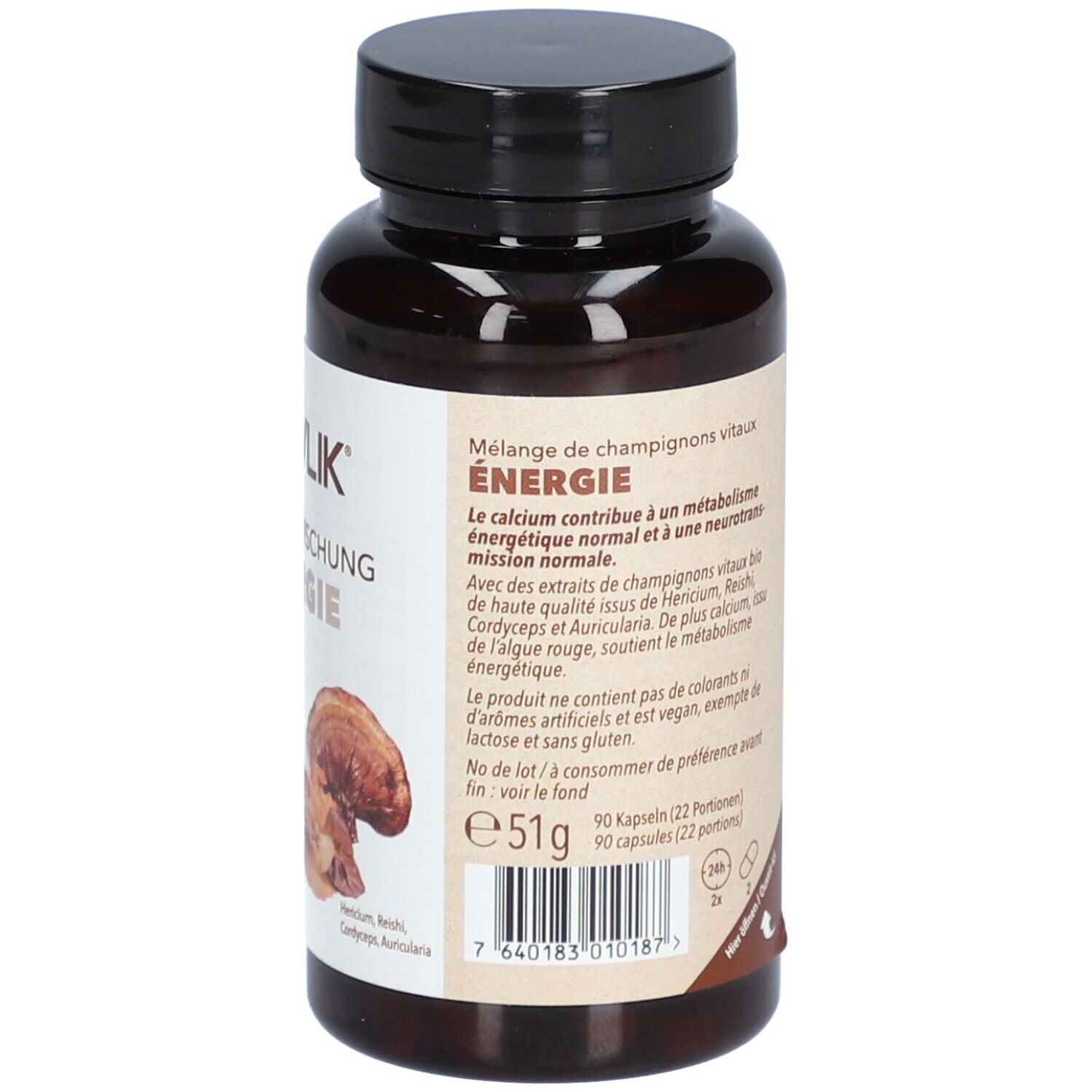 Hawlik Vitalpilzmischung Énergie avec calcium et champignons bio