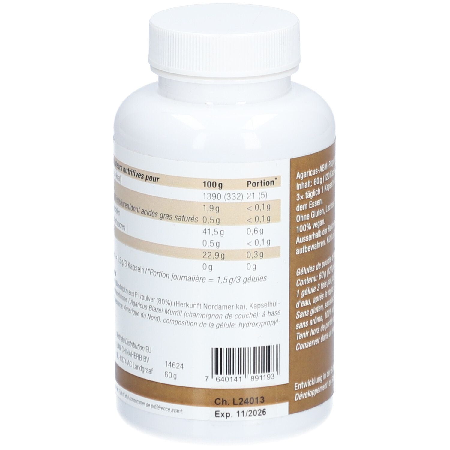 LIANGU Gélules de poudre de Champignon Agaricus ABM