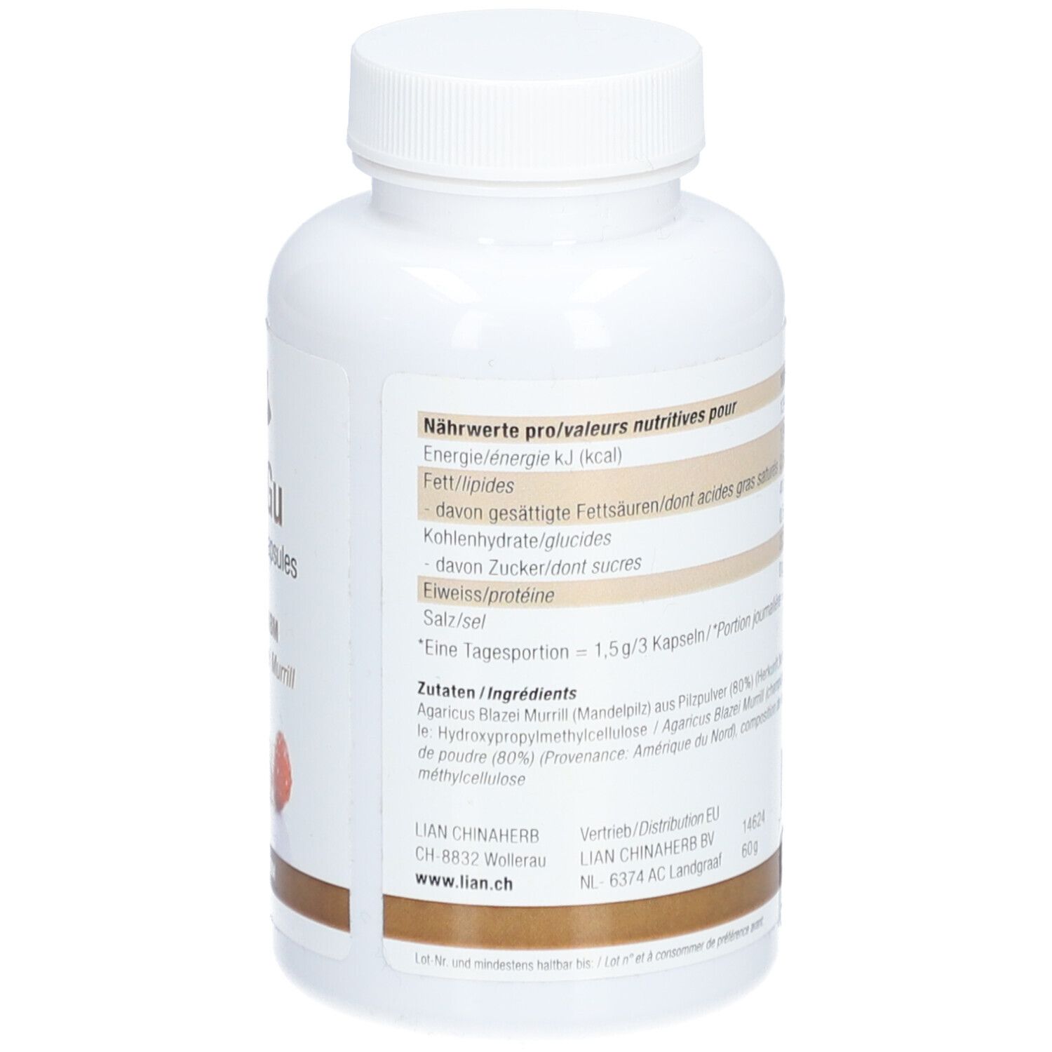 LIANGU Gélules de poudre de Champignon Agaricus ABM