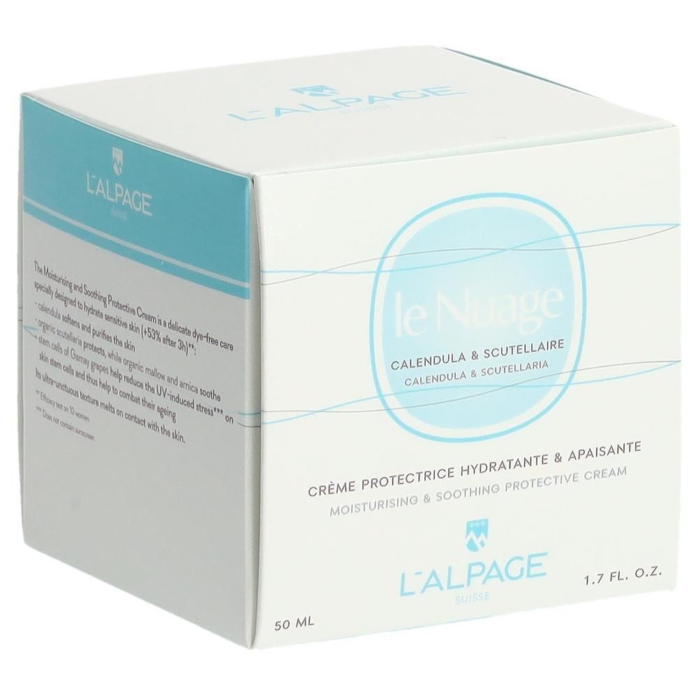 Boîte blanche avec nom et logo du produit. Texte: Crème Protectrice Hydratante & Apaisante. 1.7 FL. OZ.