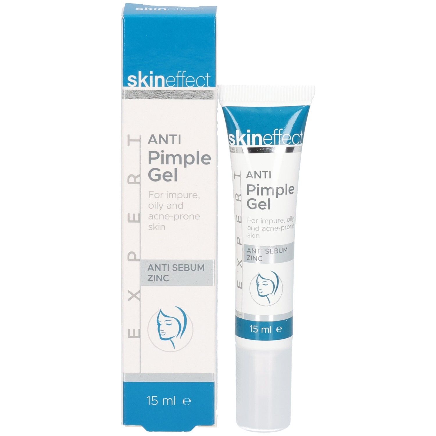 Tube et boîte de Gel Anti-Boutons SKINEFFECT, 15 ml.