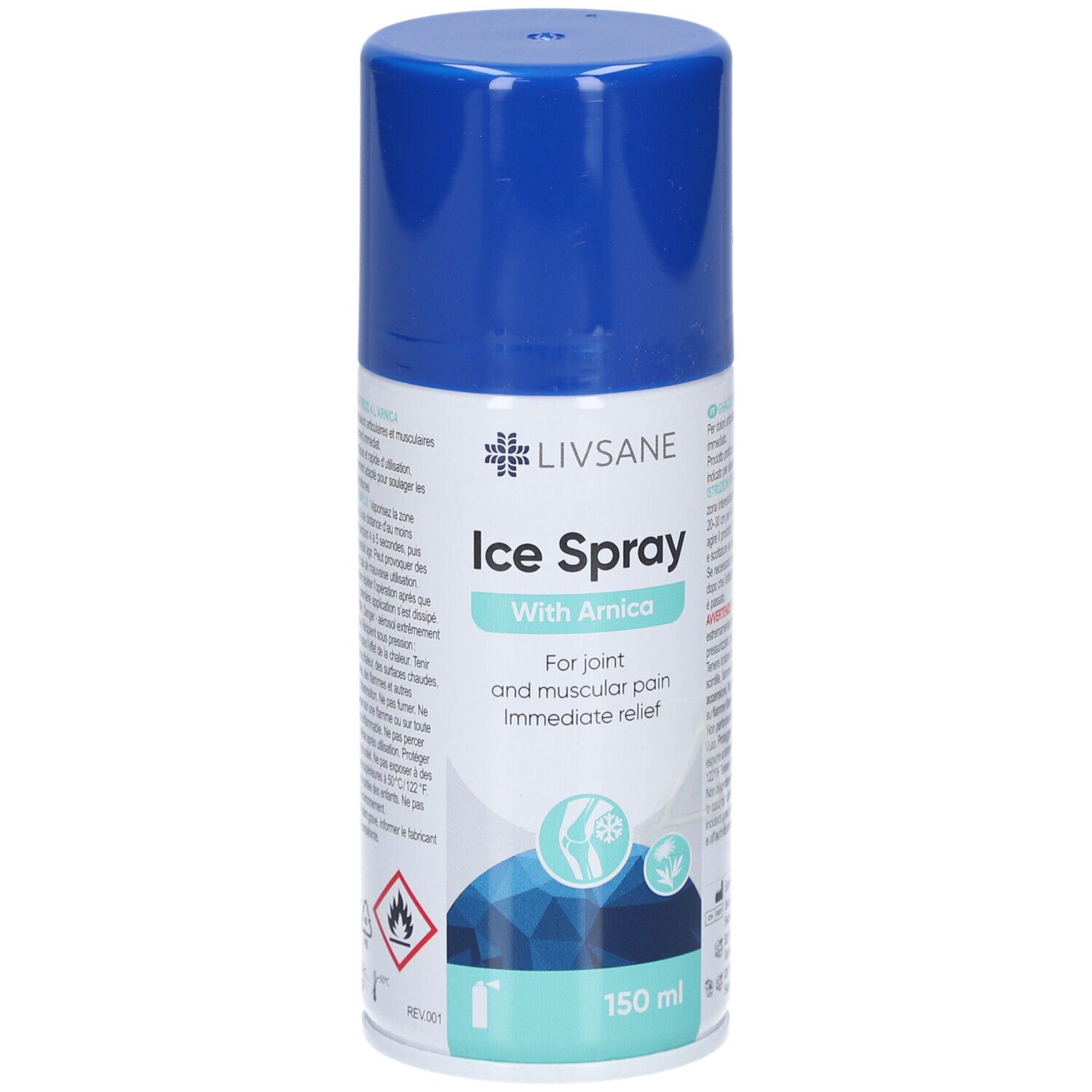 LIVSANE Spray Glace à l'Arnica, 150 ml, pour soulager les douleurs articulaires et musculaires.