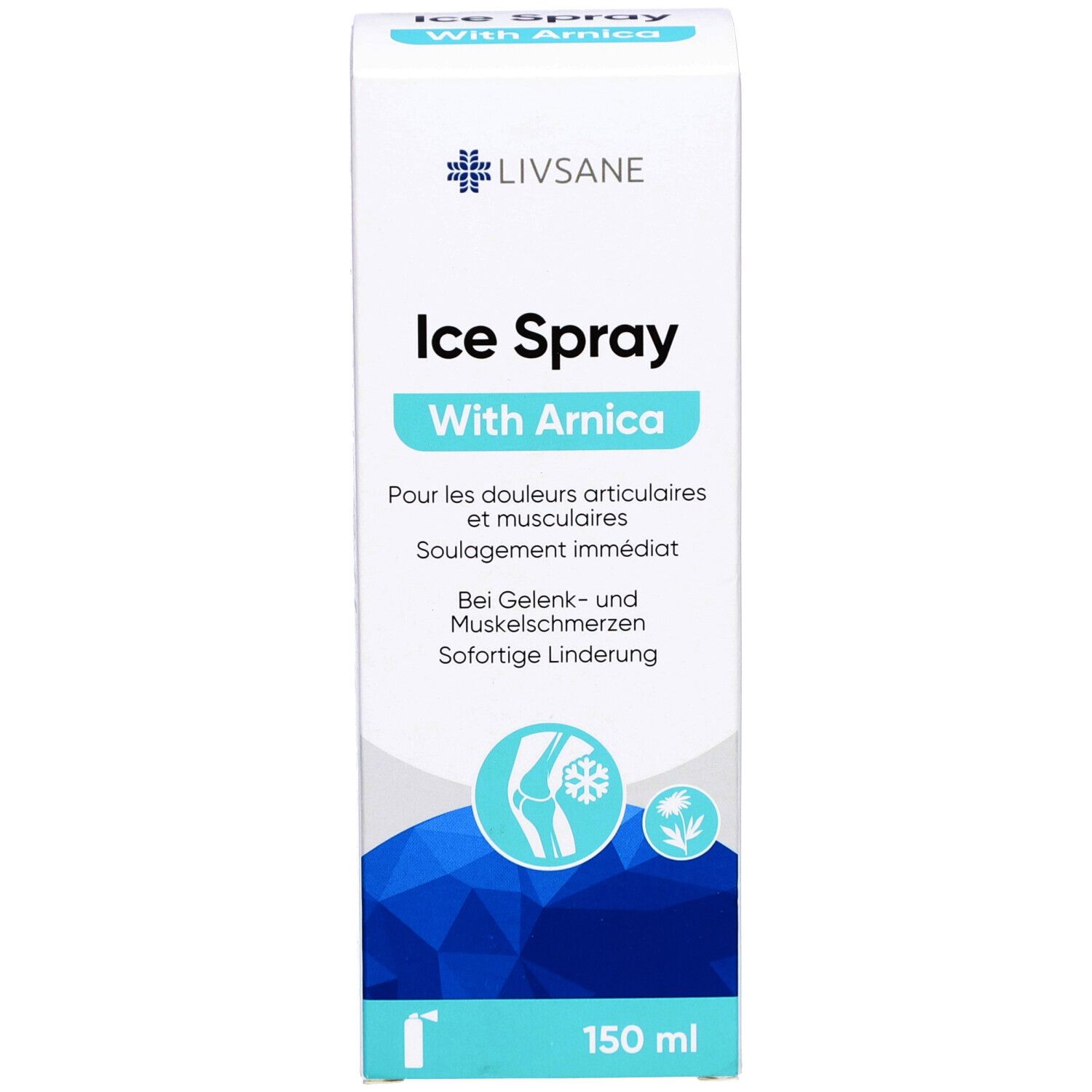 LIVSANE Spray Glace à l'Arnica, 150 ml, pour soulager les douleurs articulaires et musculaires.