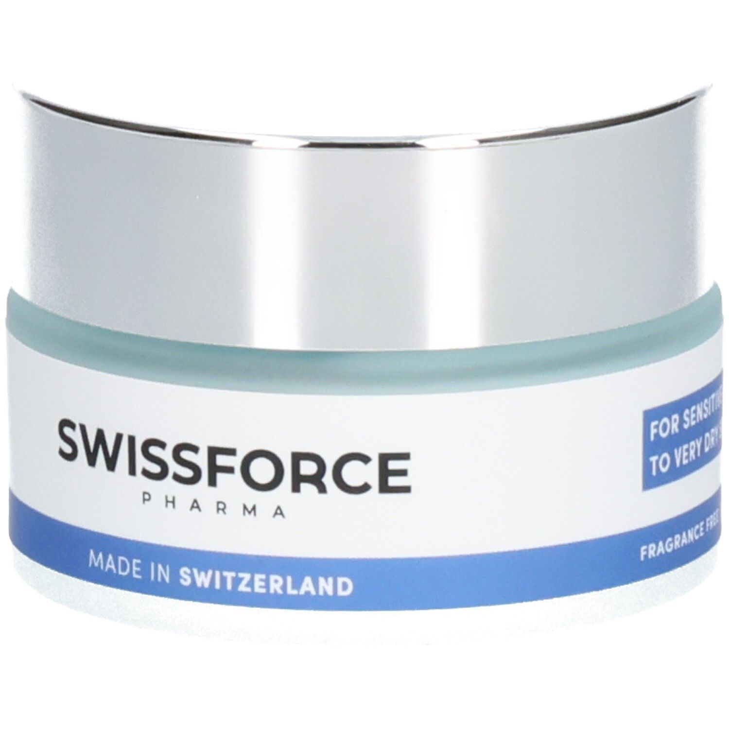 Pot SWISSFORCE PRO REPAIR Hydro-Gel-Creme. Étiquette "Fragrance Free | Alcohol-Free | Vegan".