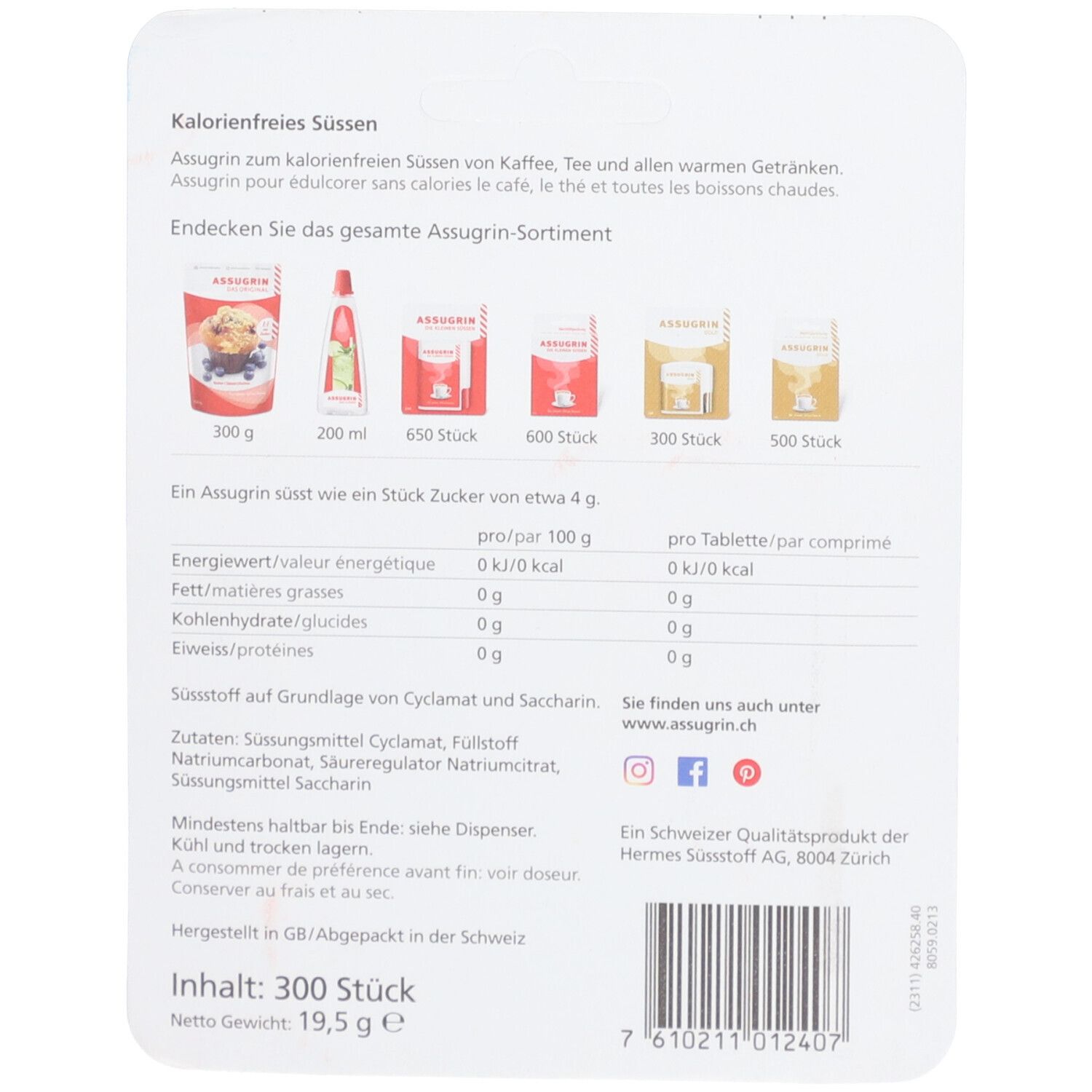 Assugrin Die kleinen Süssen édulcorant en comprimés sans calories