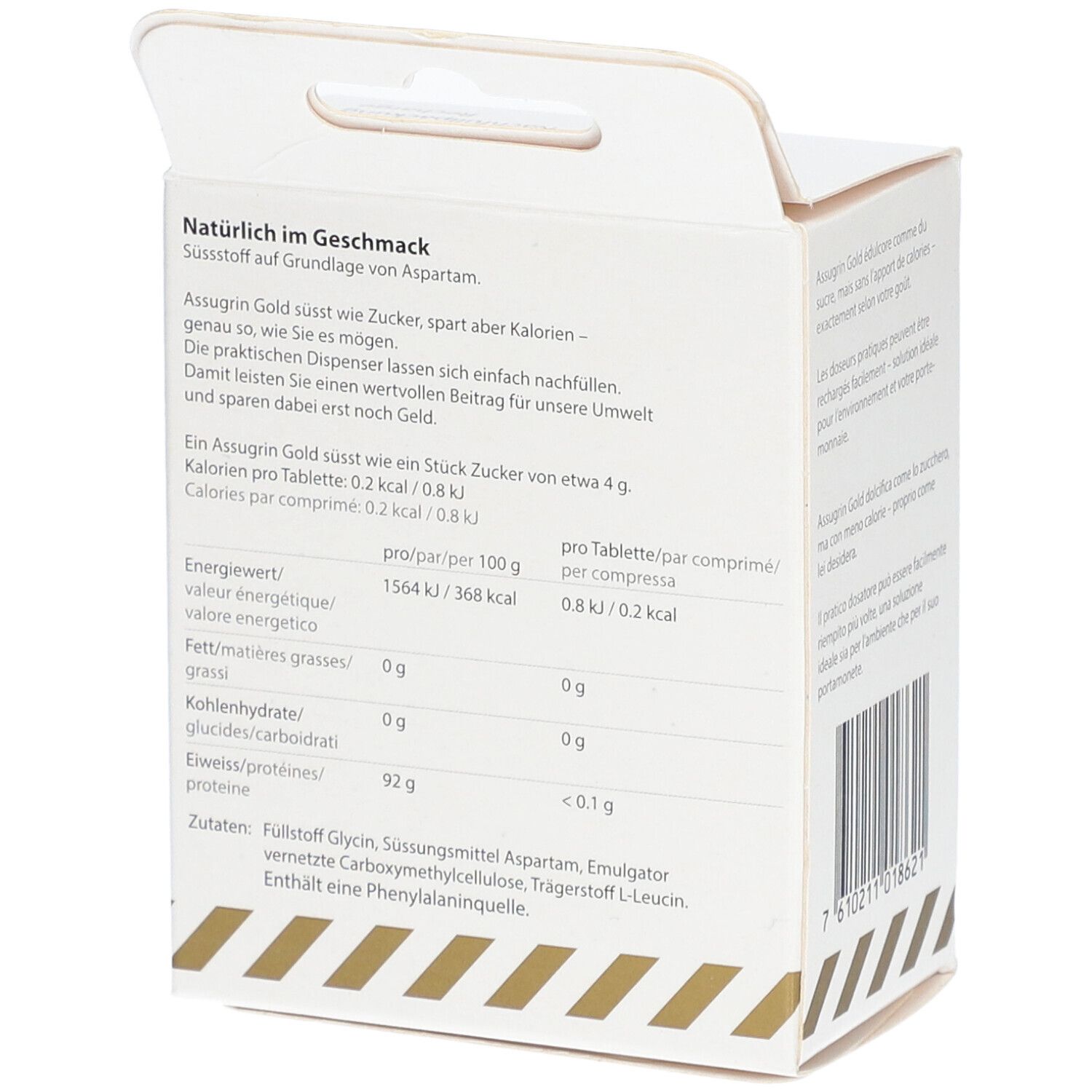 Assugrin Gold édulcorant sans calories à base d’aspartame