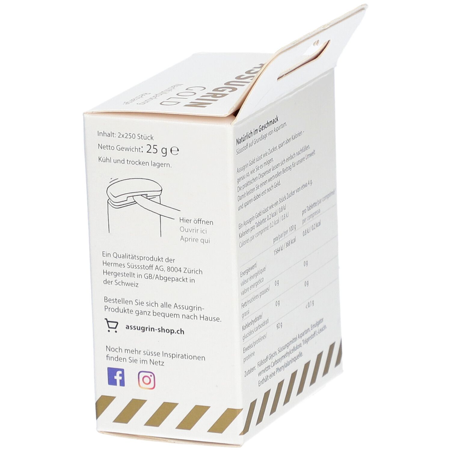 Assugrin Gold édulcorant sans calories à base d’aspartame