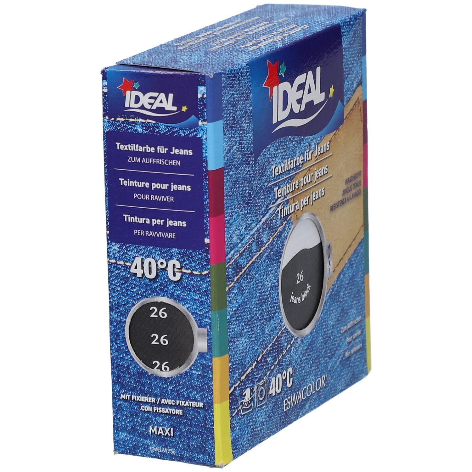 IDEAL Teinture pour jeans, 40°C, Maxi paquet avec fixateur.