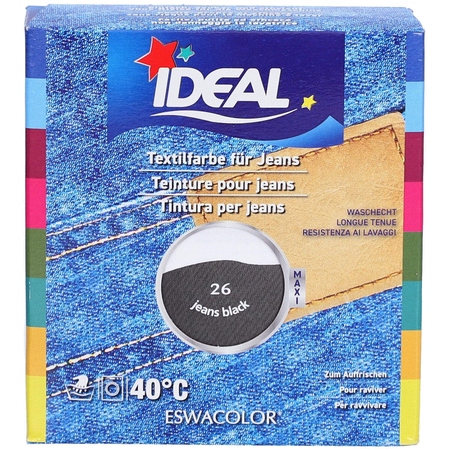 IDEAL Teinture pour jeans, couleur 26 Jeans Black, paquet Maxi.