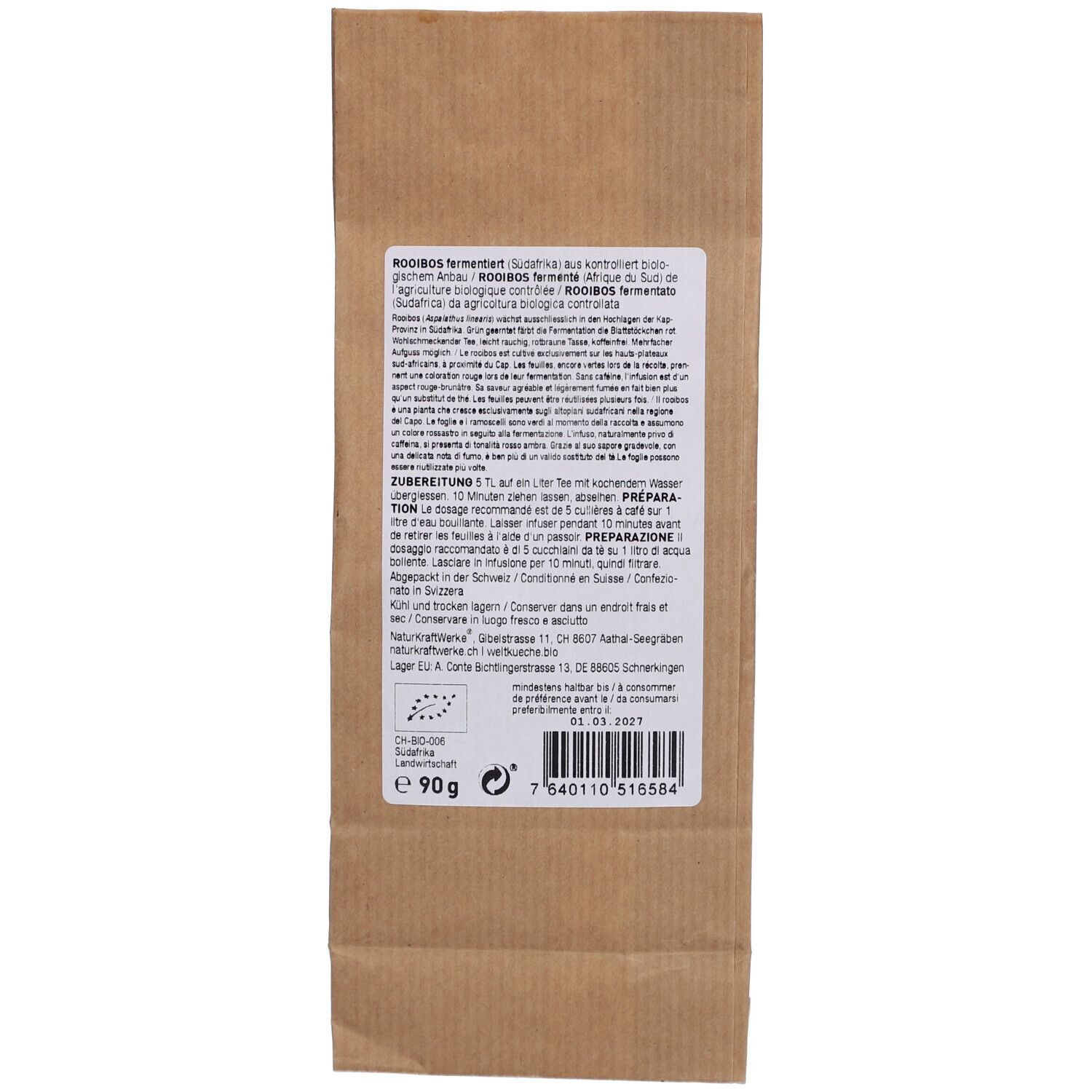 NATURKRAFTWERKE Thé Rooibos rouge bio