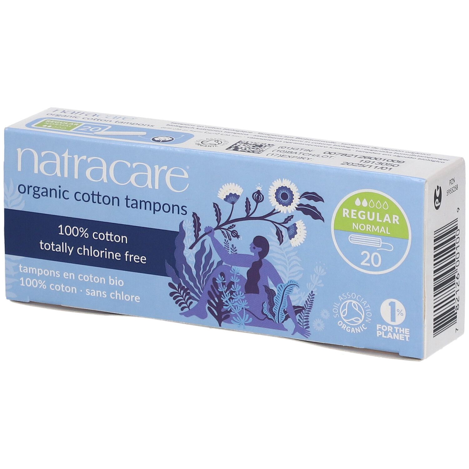 NATRACARE Tampons en coton bio regular sans applicateur