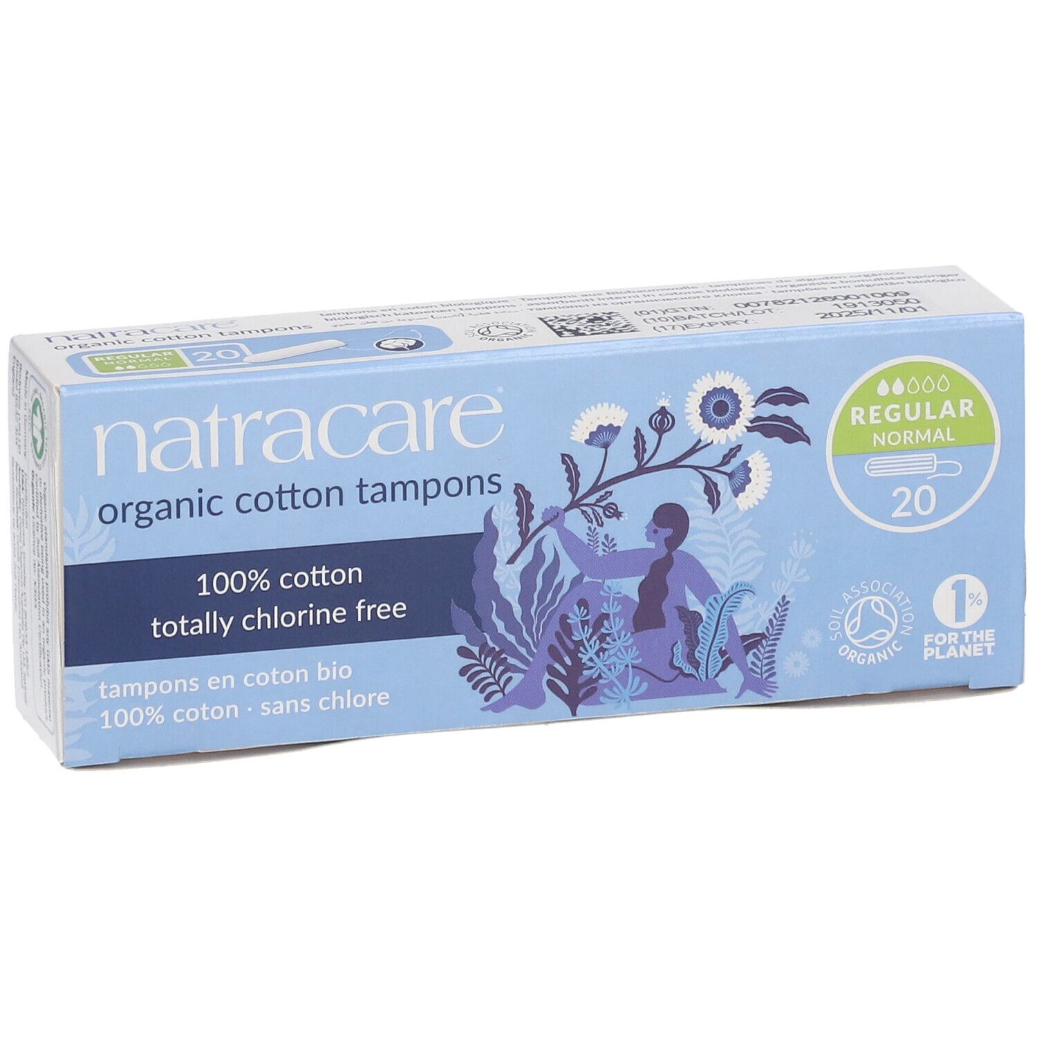 NATRACARE Tampons en coton bio regular sans applicateur