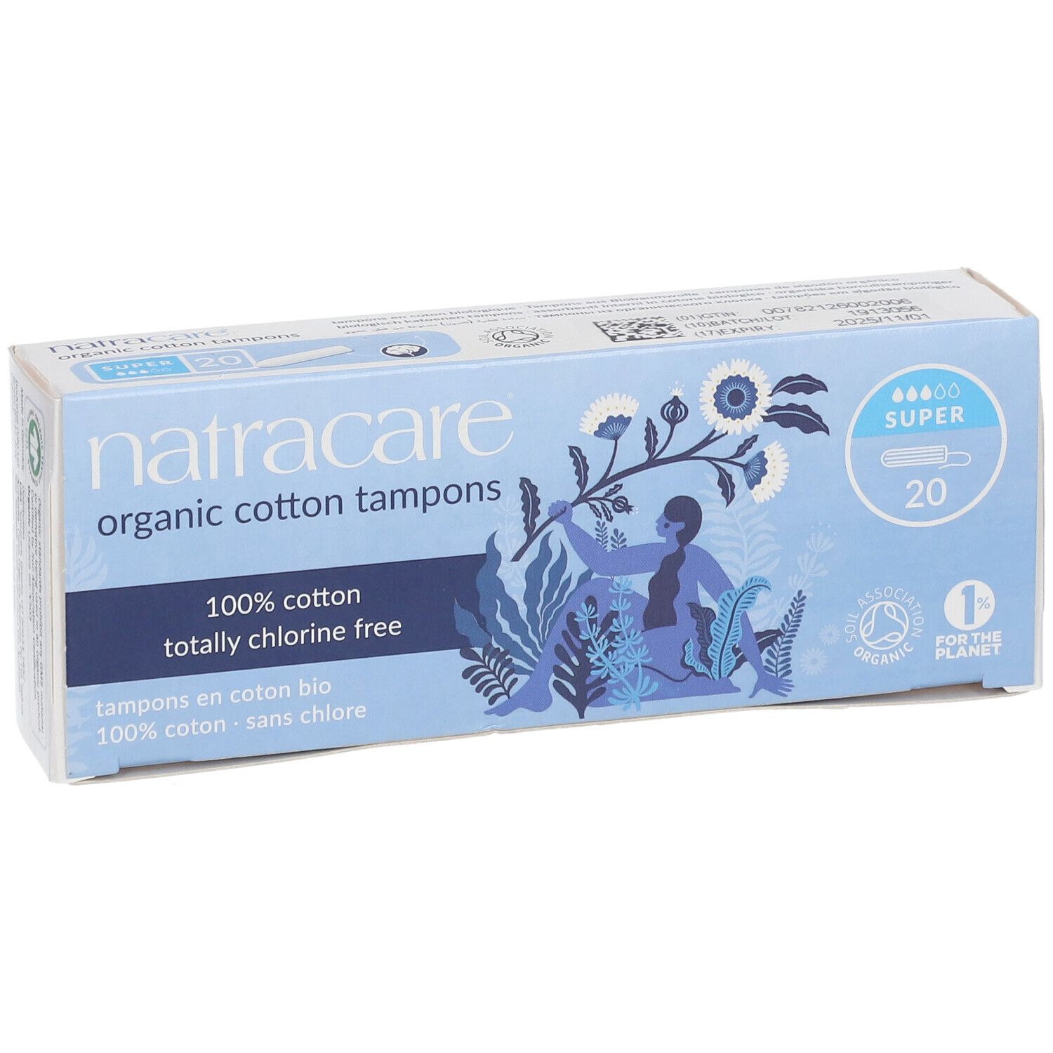 NATRACARE Tampons en coton bio super sans applicateur