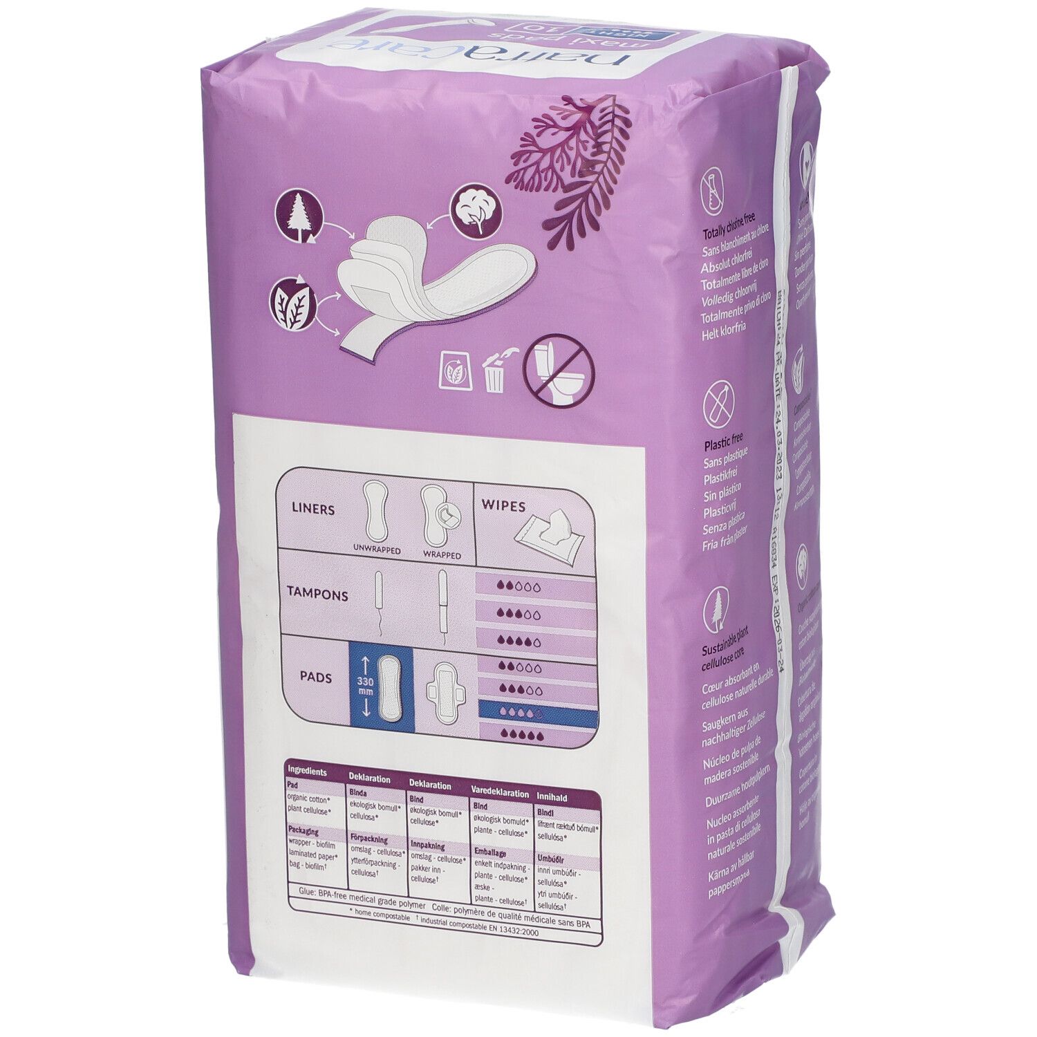 NATRACARE Maxi pads, Serviette hygiènique Nuit