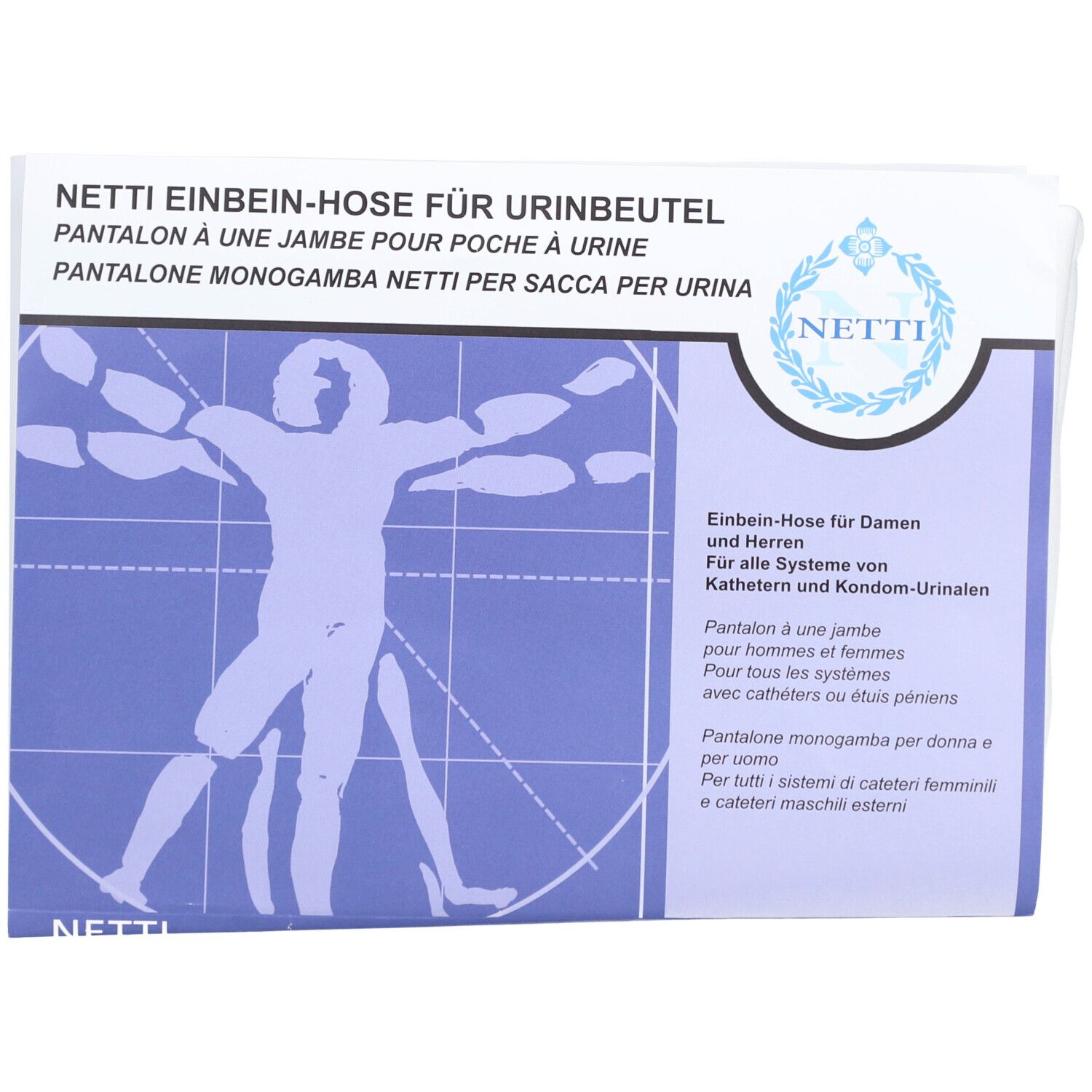 NETTI Pantalon une jambe unisexe pour poches urinaires taille M