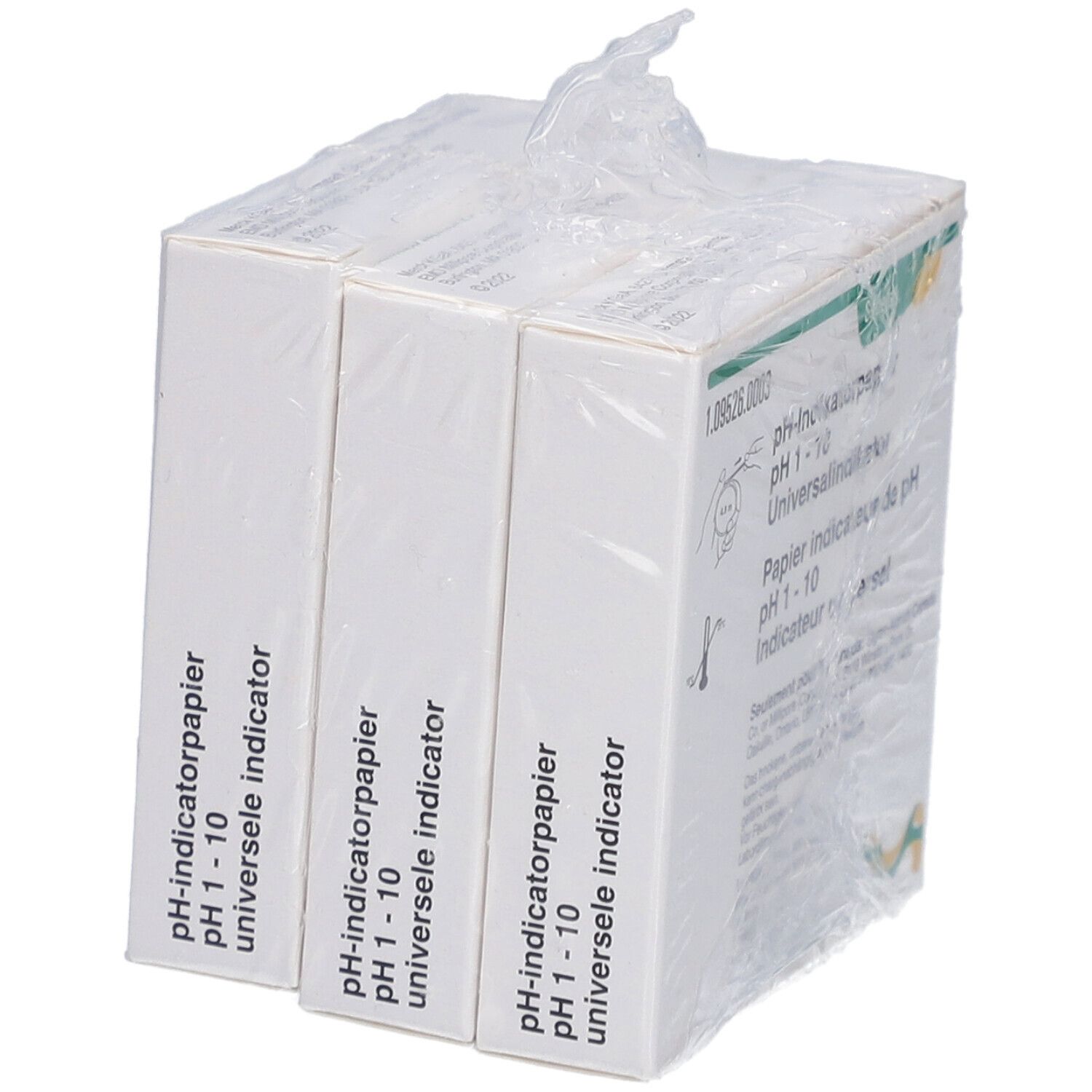 Trois boîtes de papier indicateur de pH 1-10, emballées. Marque Supelco. Certification FSC.