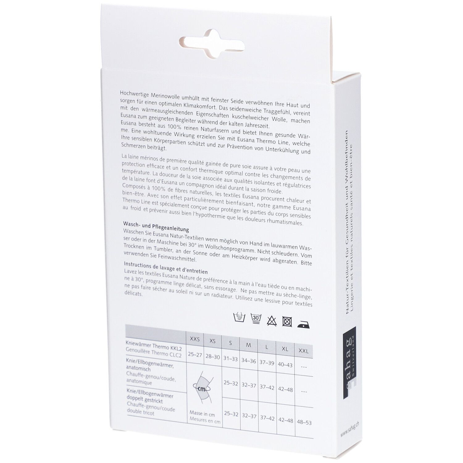 EUSANA chauffe-genoux double maille XXL ivoire
