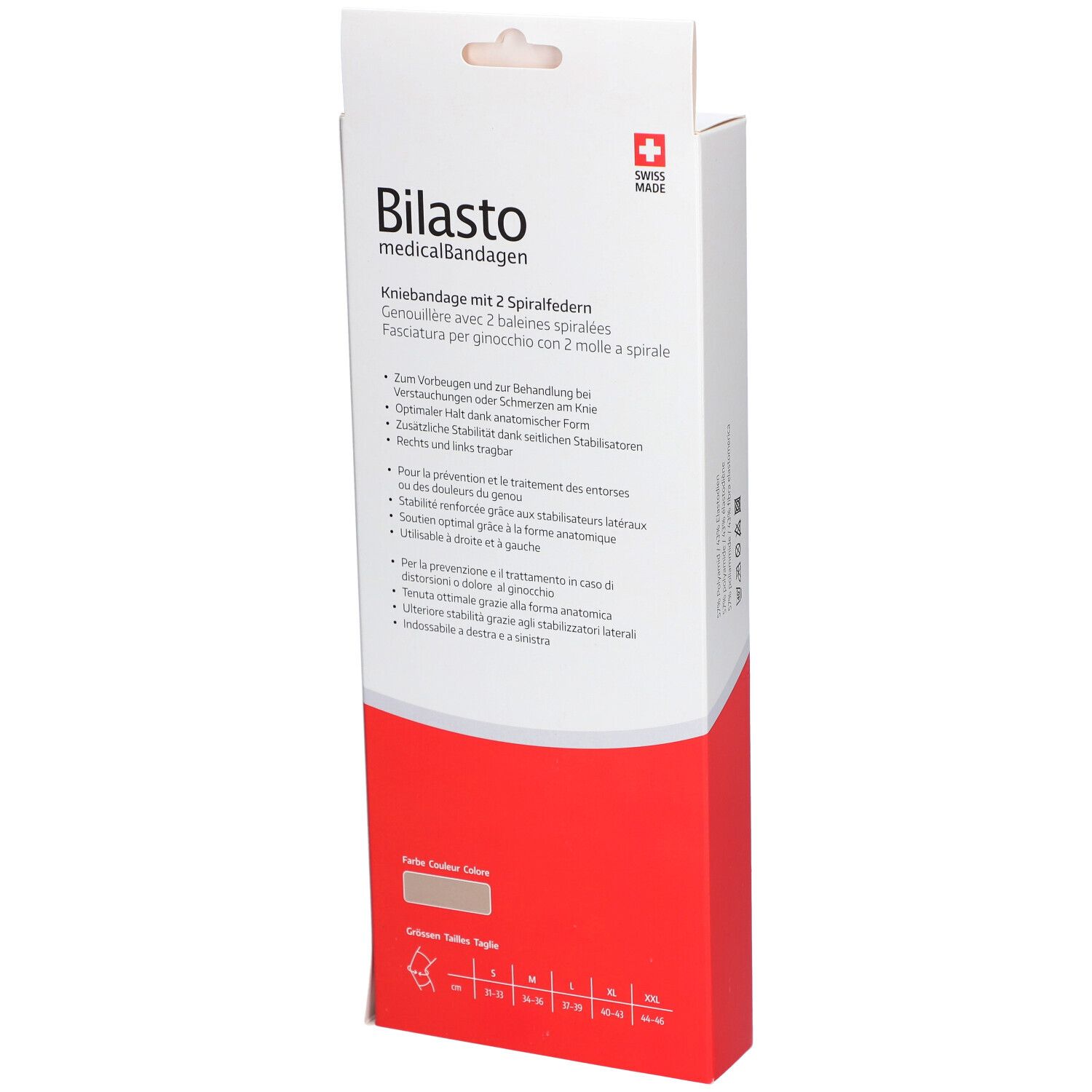 BILASTO Genouillère avec deux baleines spiralées Beige L