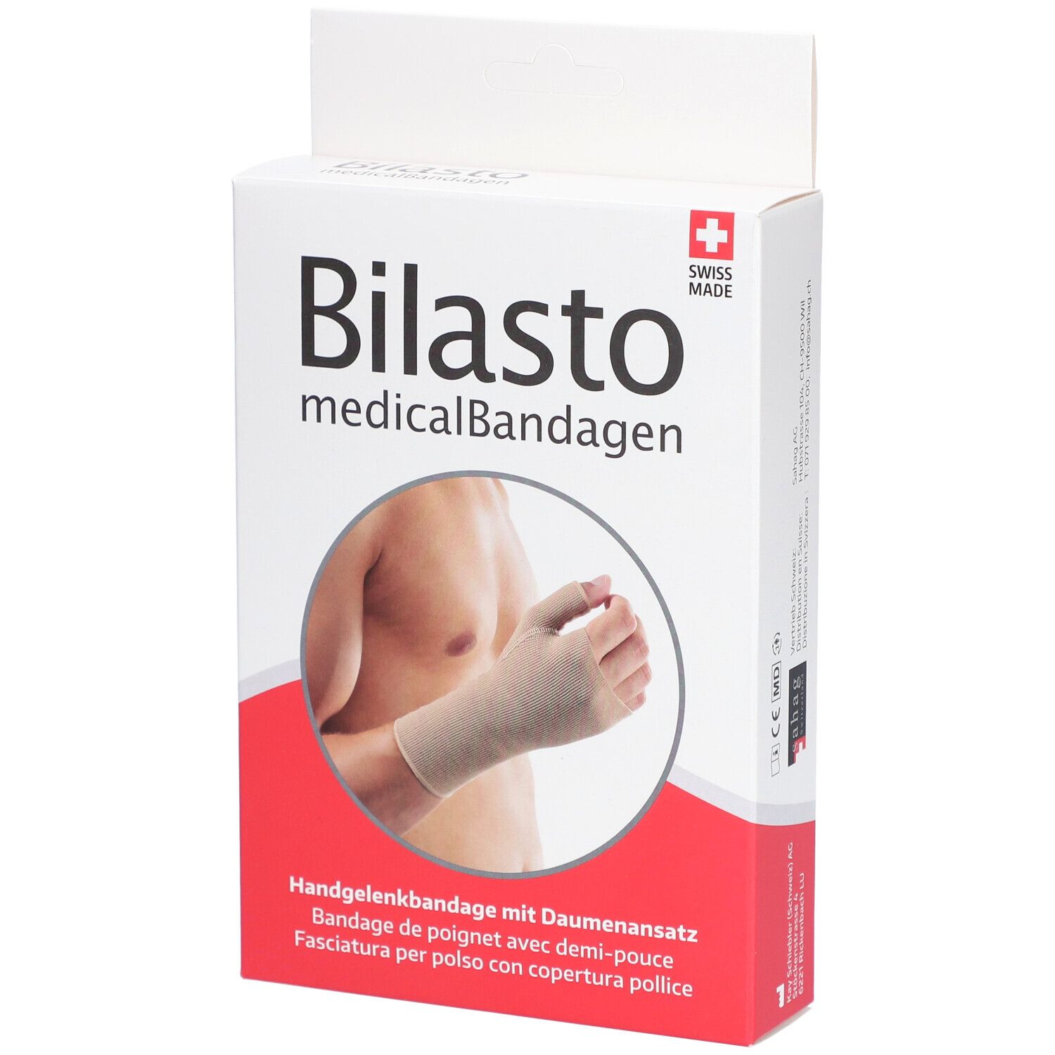 BILASTO Bandage de Poignet avec Demi-Pouce Beige M