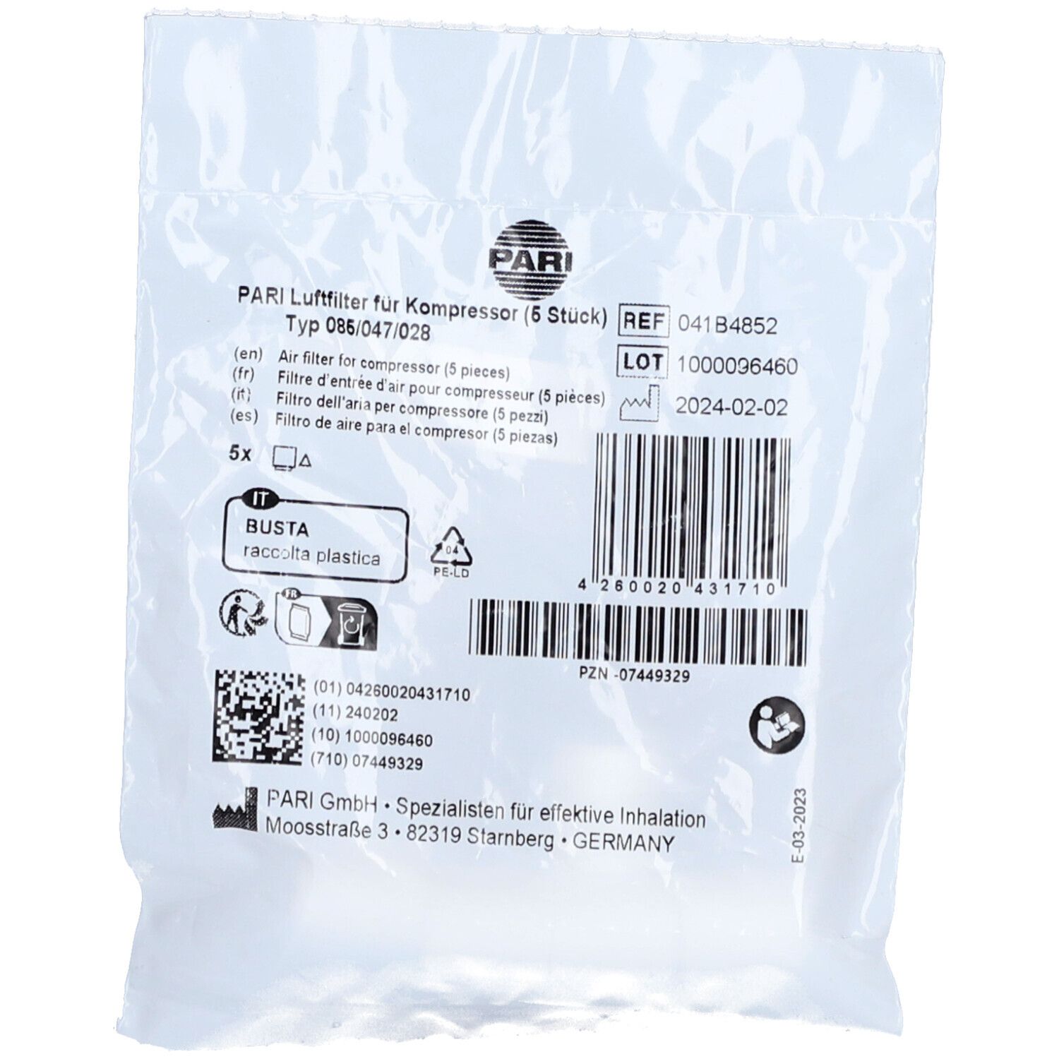 Pari Insert de filtre nouveau type 38 + 85