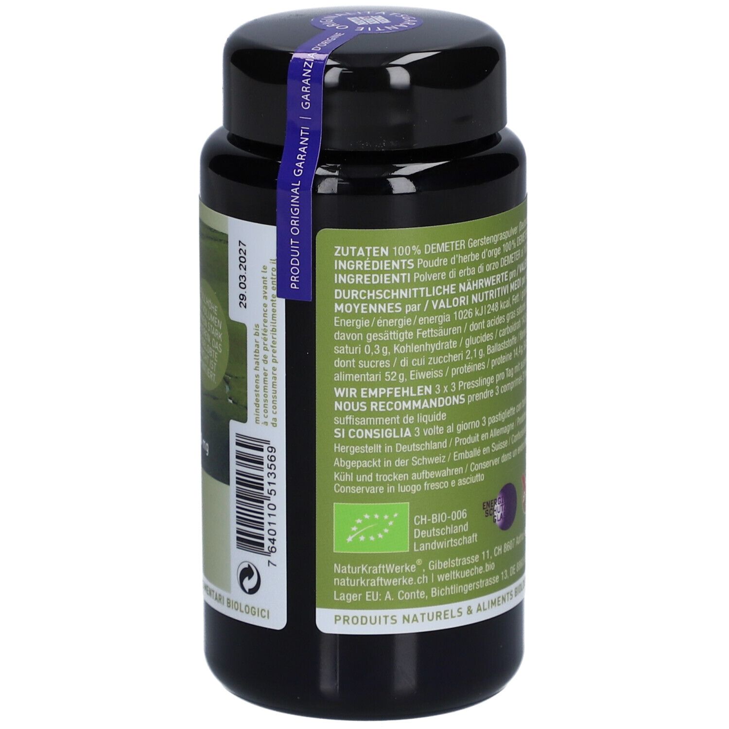 NATURKRAFTWERKE Herbe d'orge Pressée
