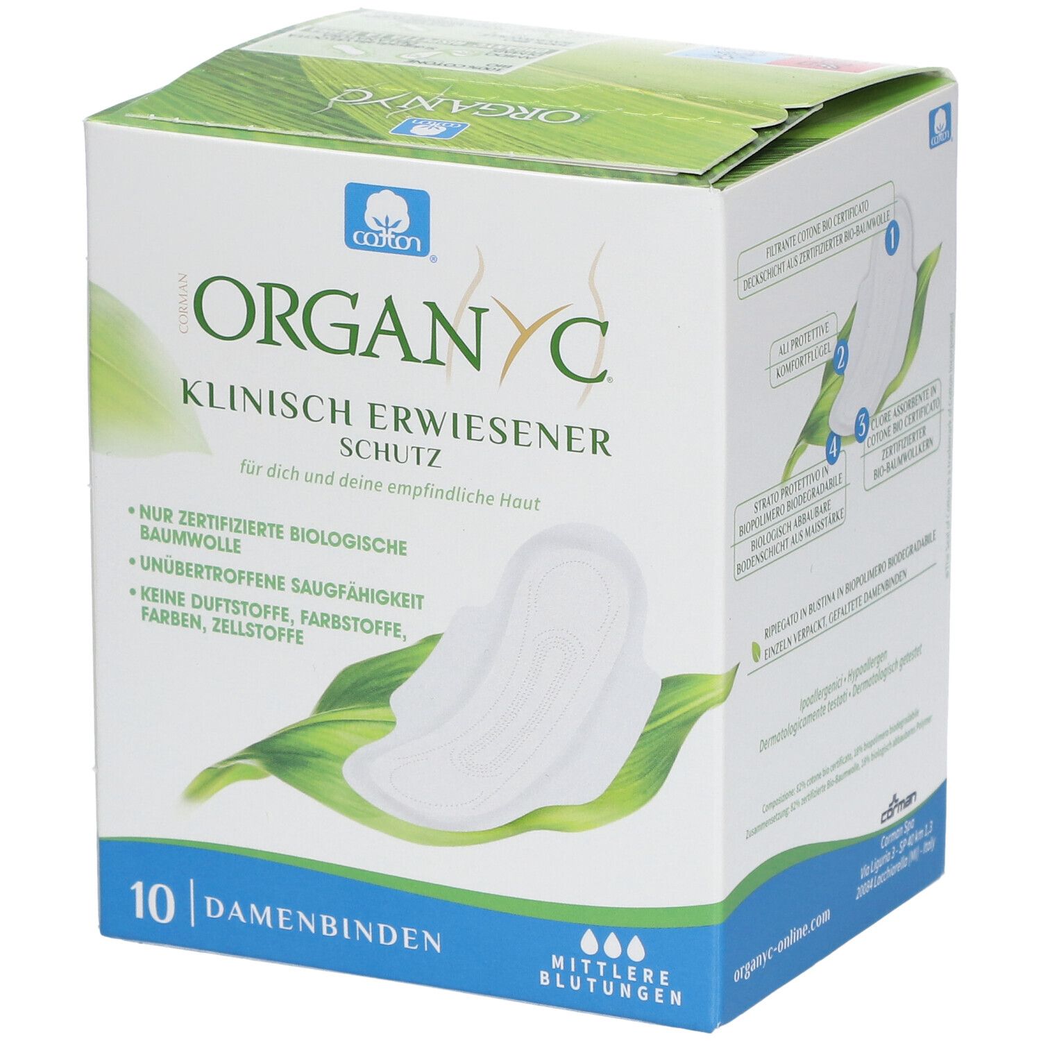 ORGANYC Serviettes hygièniques en coton bio flux normal