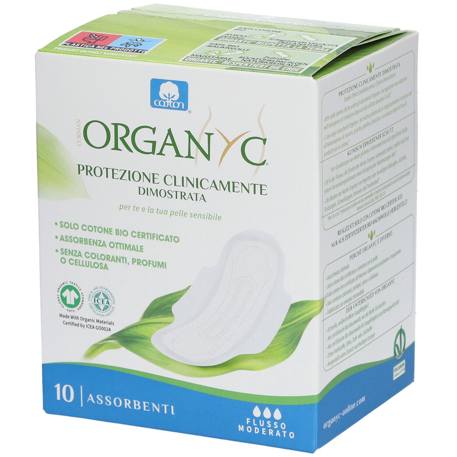 ORGANYC Serviettes hygièniques en coton bio flux normal