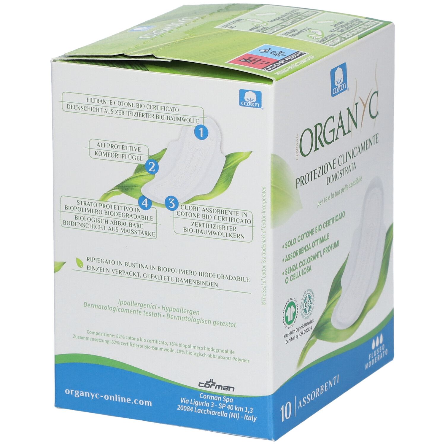 ORGANYC Serviettes hygièniques en coton bio flux normal