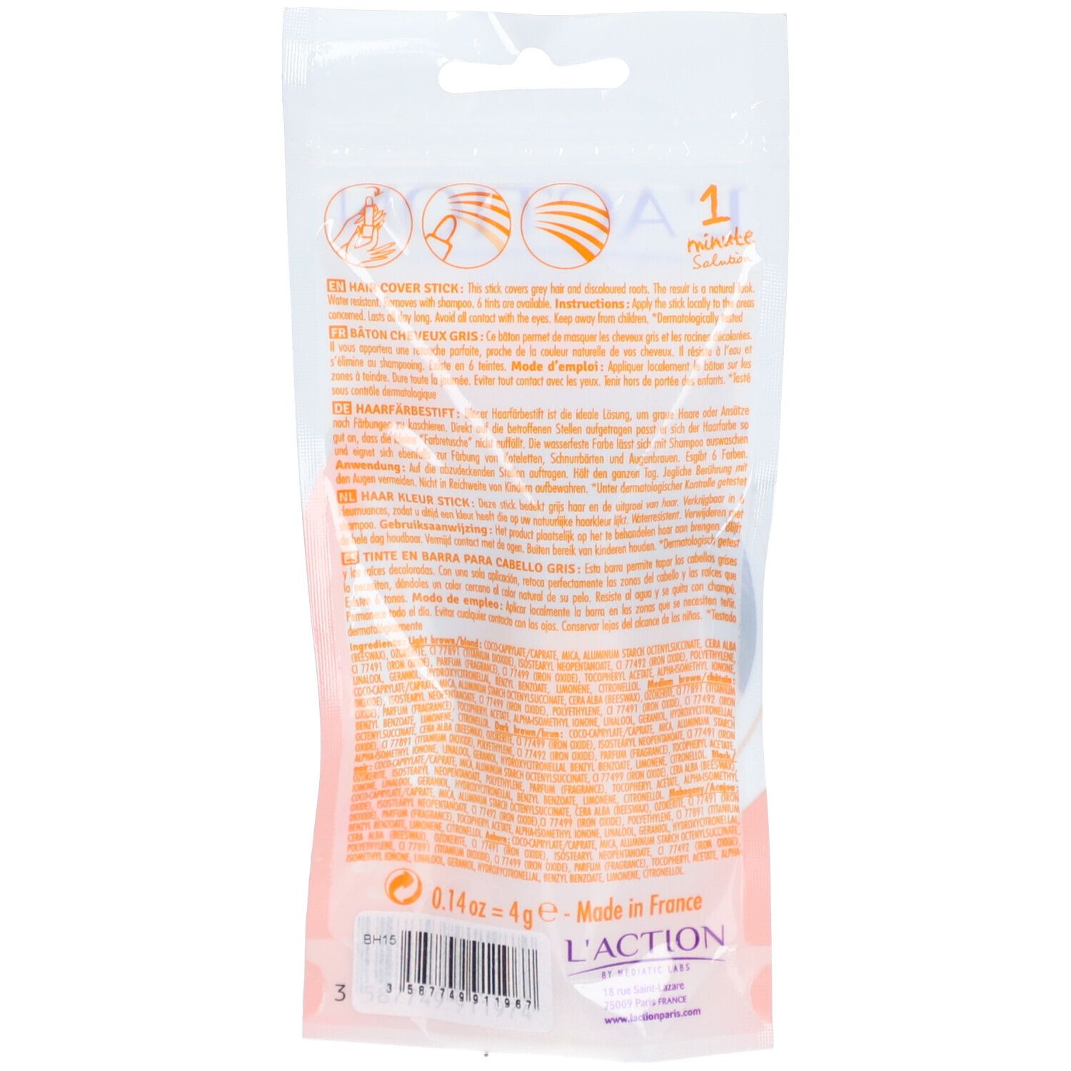 L'ACTION Stick coloration cheveux -  châtain medium