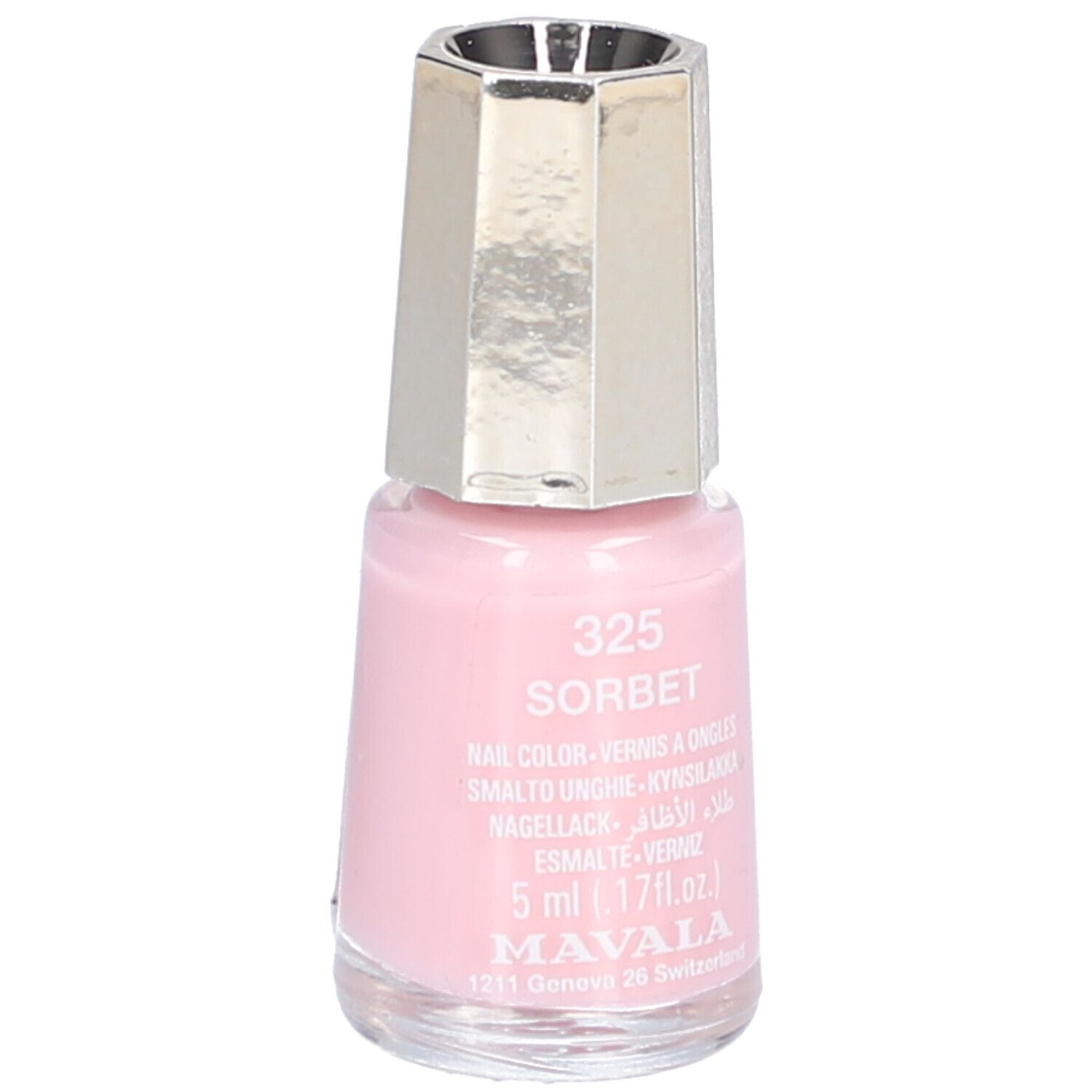 Flacon de vernis à ongles Mavala rose pâle, 5 ml.