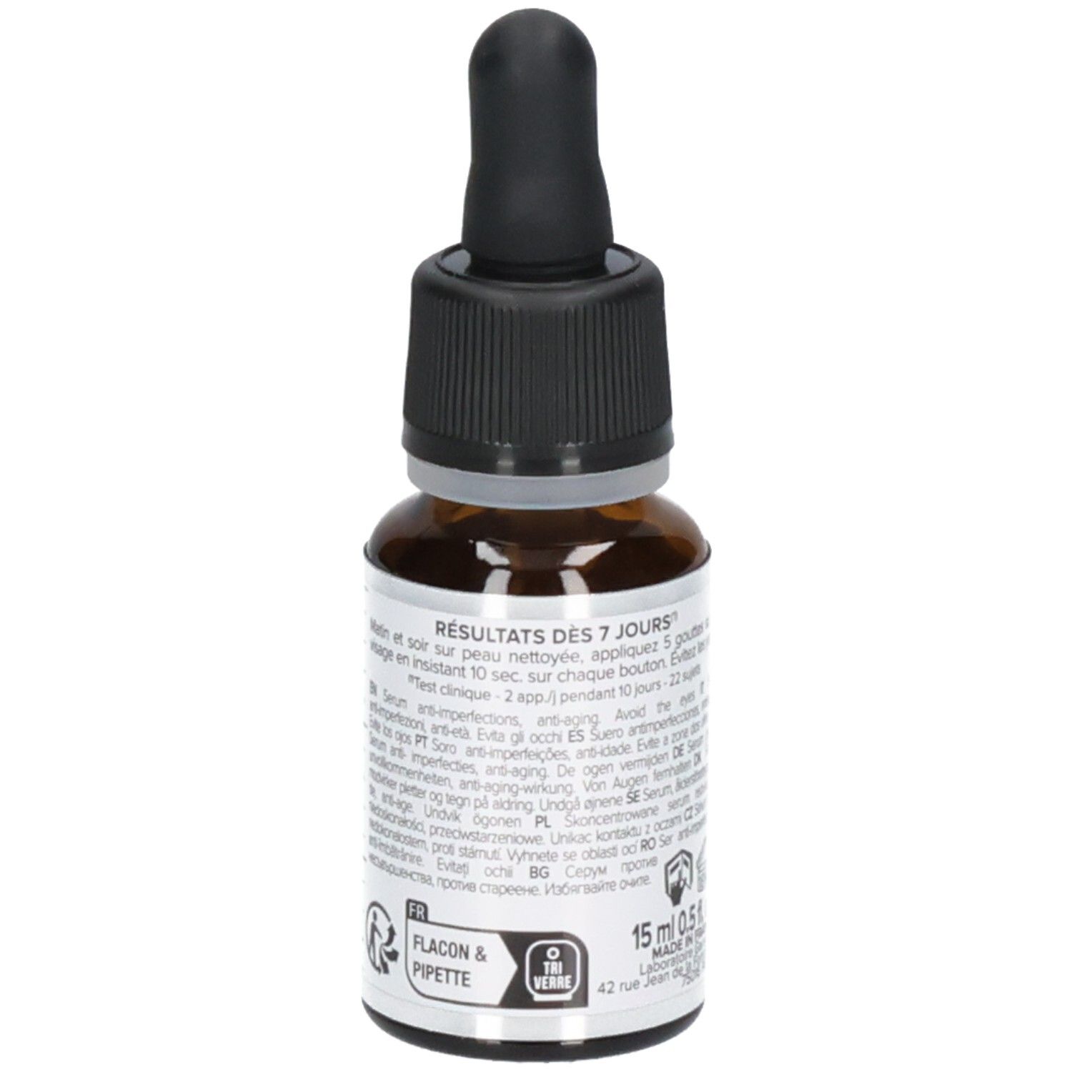 Sérum Garancia L'elixir Du Marabout : vue latérale du flacon avec instructions d'utilisation détaillées et informations produit.
