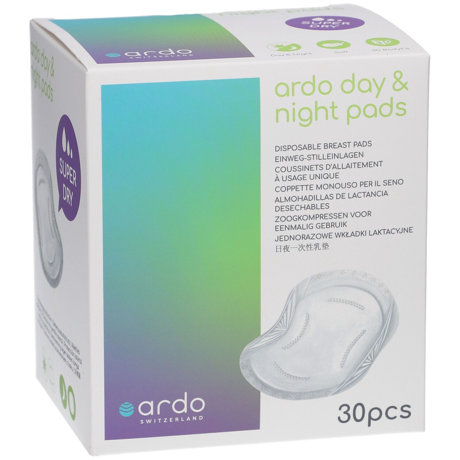 Boîte de 30 coussinets d'allaitement jetables Ardo Day & Night.