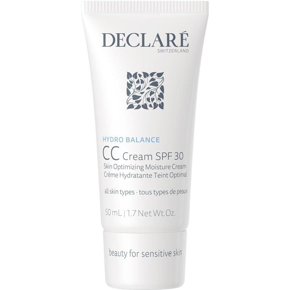 Tube blanc avec logo DECLARÉ et nom du produit CC Cream SPF 30. Contient 50 ml.