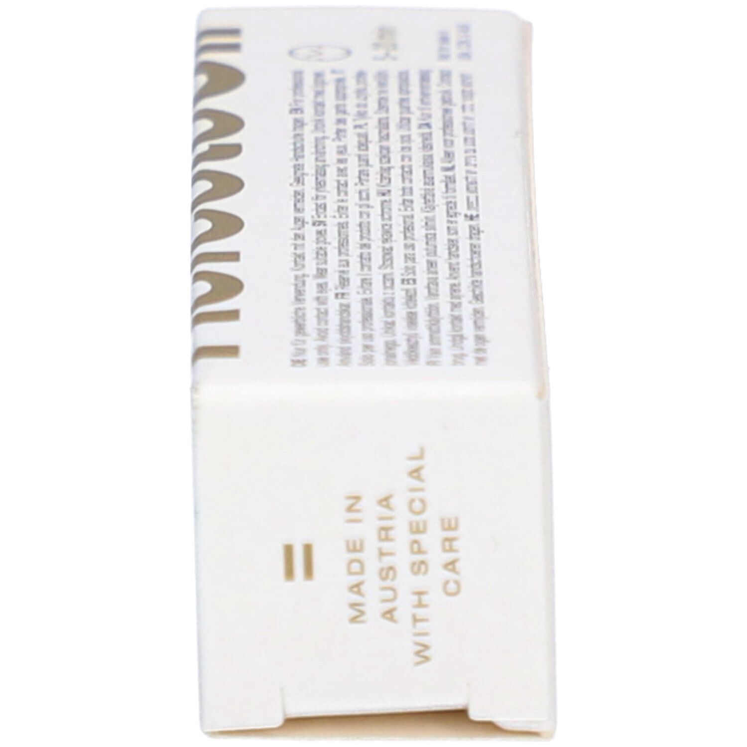 Boîte, vue latérale. Fabriqué en Autriche. Avec une attention particulière.