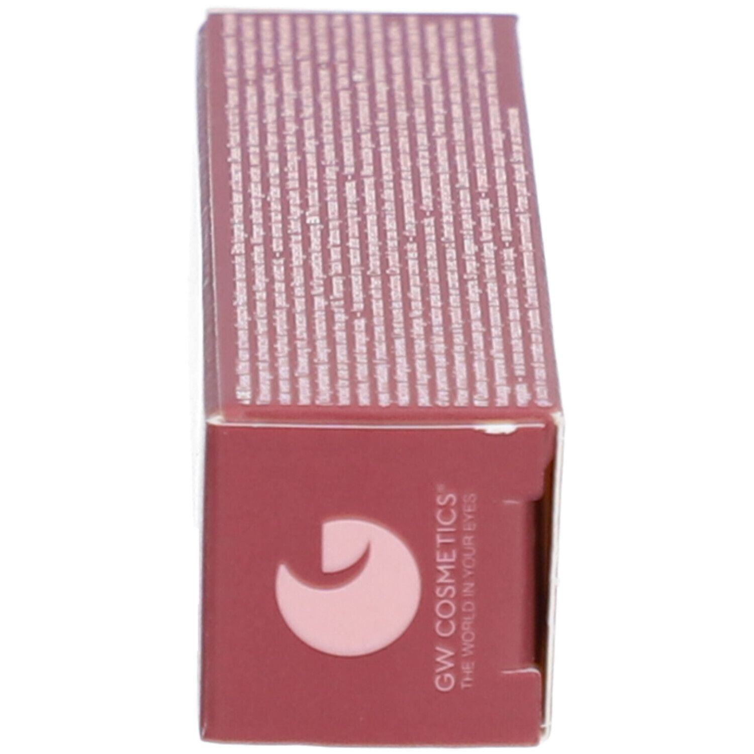 Côté de l'emballage en carton RefectoCil teinture pour cils. Texte et logo GW Cosmetics.