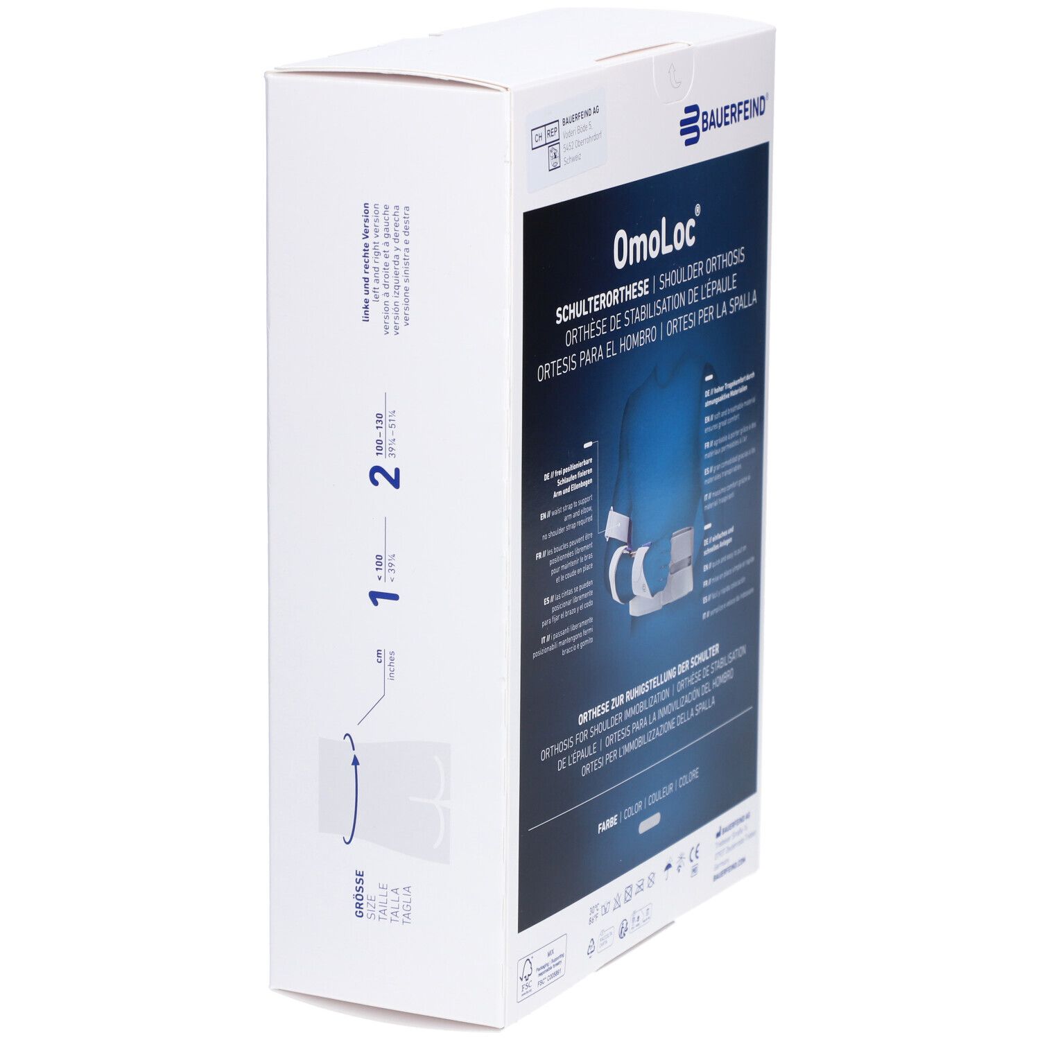 BAUERFEIND® Omoloc Orthèse d'immobilisation pour l'épaule Taille 1 droite titane