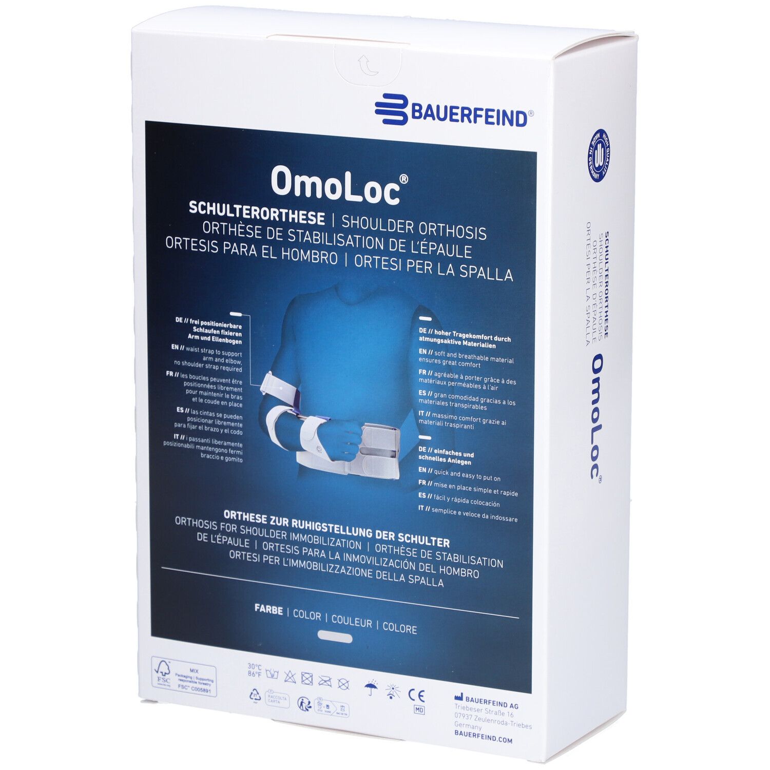 BAUERFEIND® Omoloc Orthèse d'immobilisation pour l'épaule Taille 2 gauche titane
