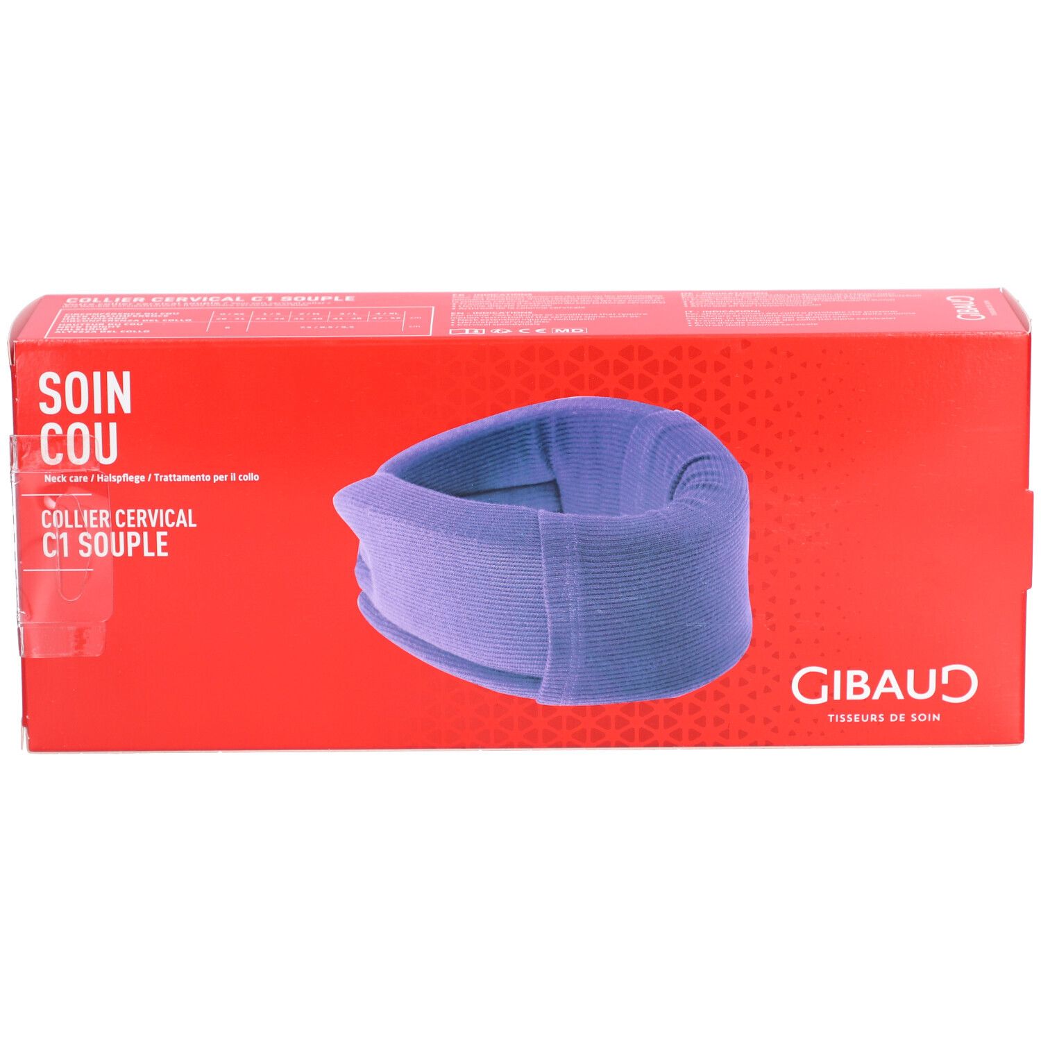 GIBAUD collier cervical C1 7,5 cm taille 3 souple 41–46 cm