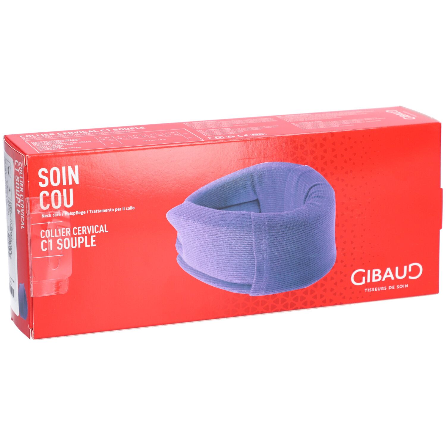 GIBAUD collier cervical C1 7,5 cm taille 3 souple 41–46 cm