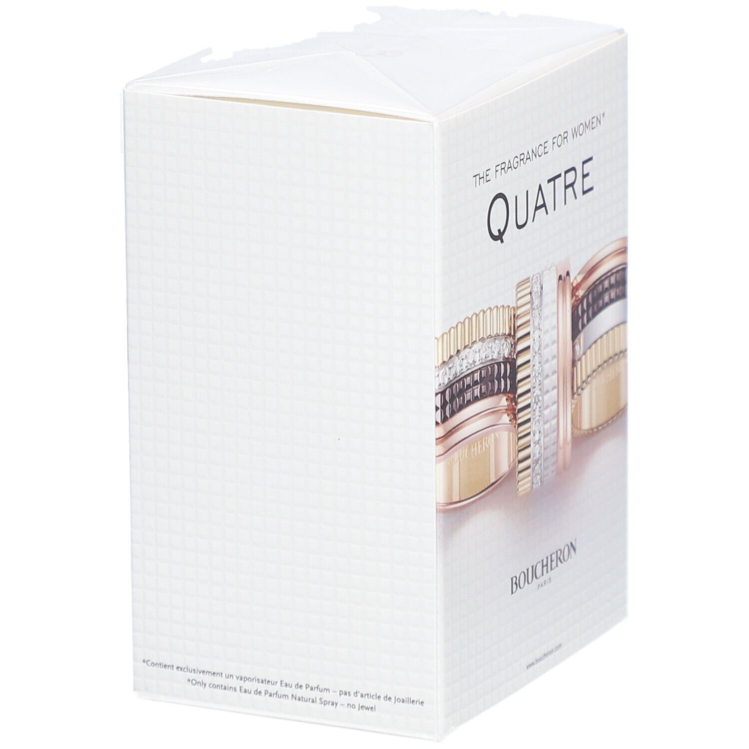 Boîte Quatre Eau de Parfum. Design de bagues. Boucheron Paris. "The Fragrance for Women".