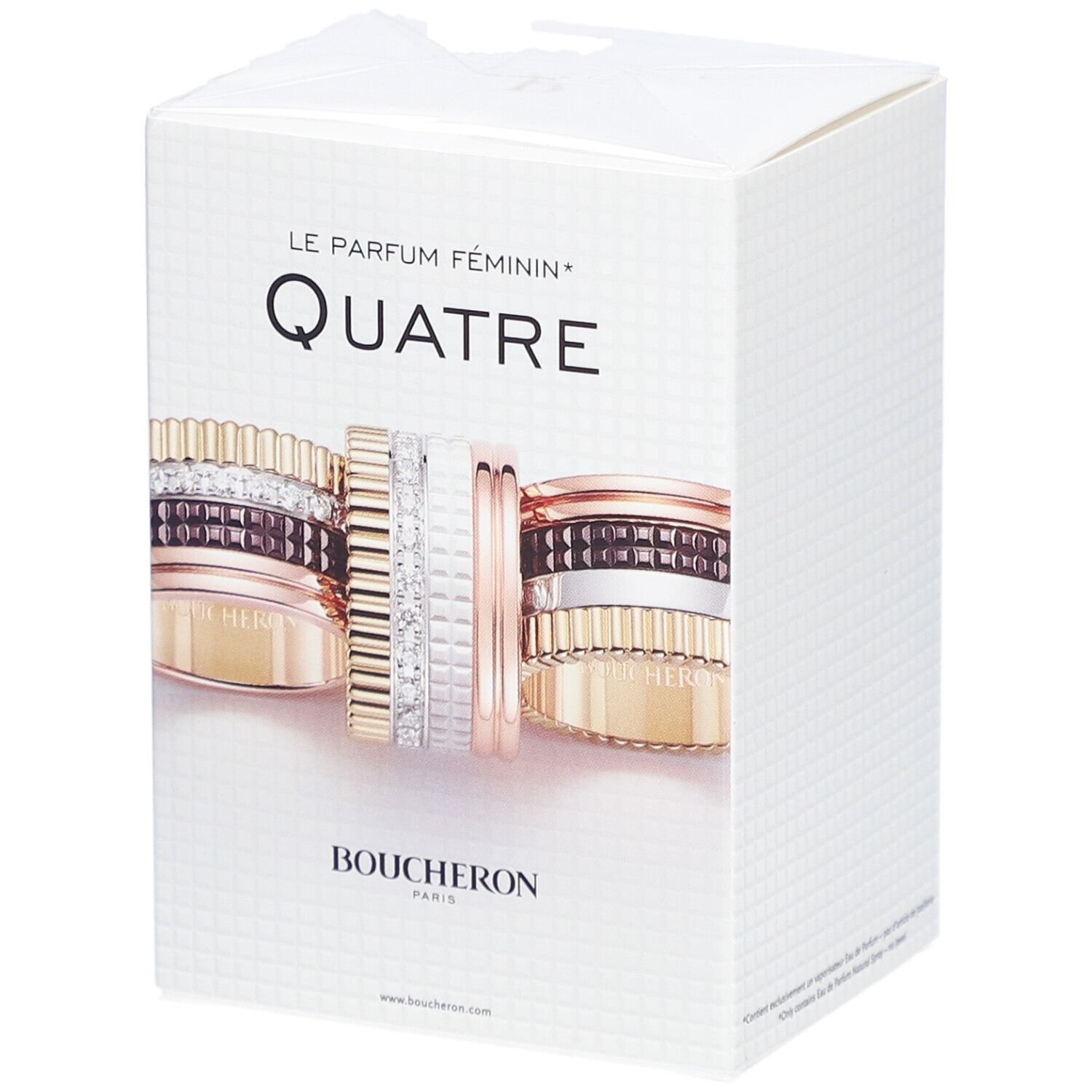 Boîte Quatre Eau de Parfum. Design de bagues. Boucheron Paris. "Le Parfum Féminin".