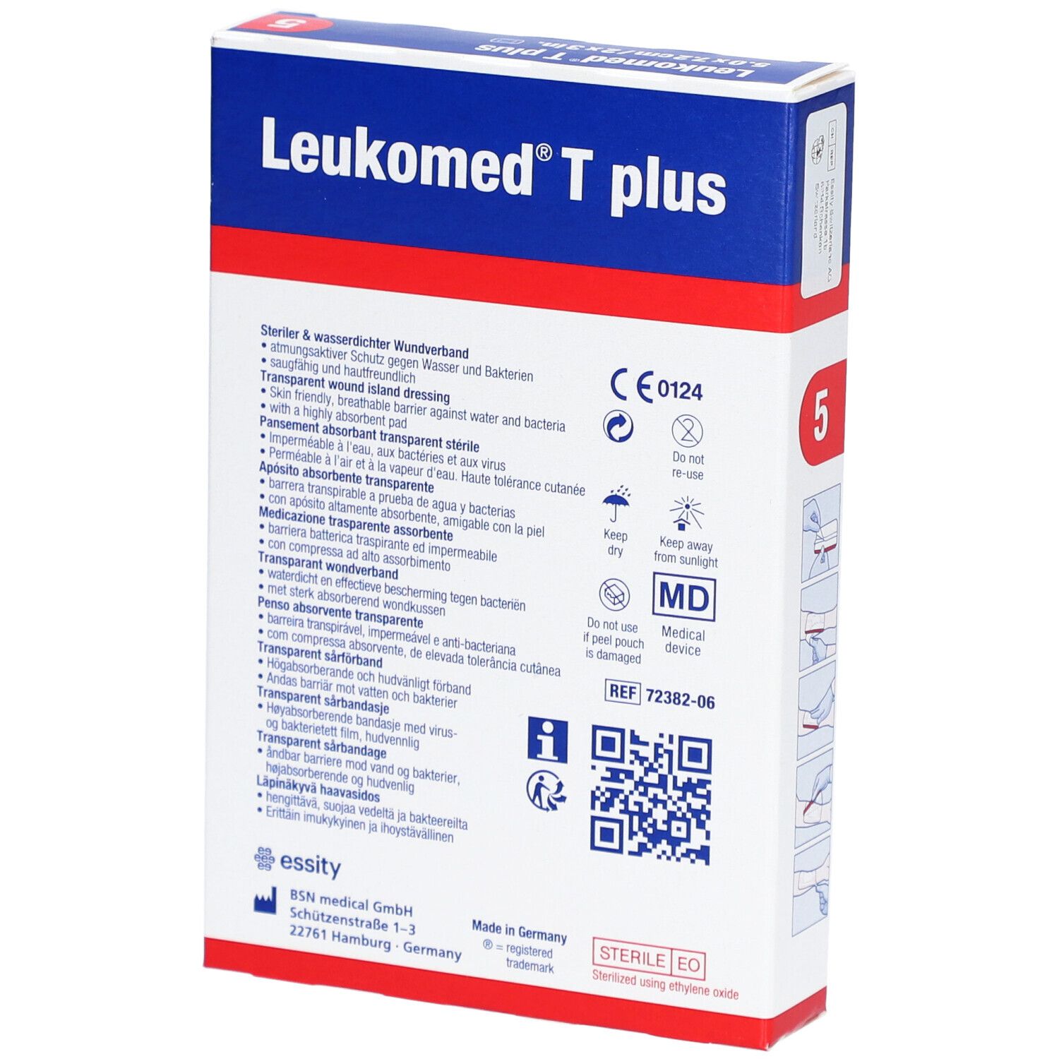 LEUKOMED® T Plus Pansement absorbant transparent 5 x 7,2 cm stérile