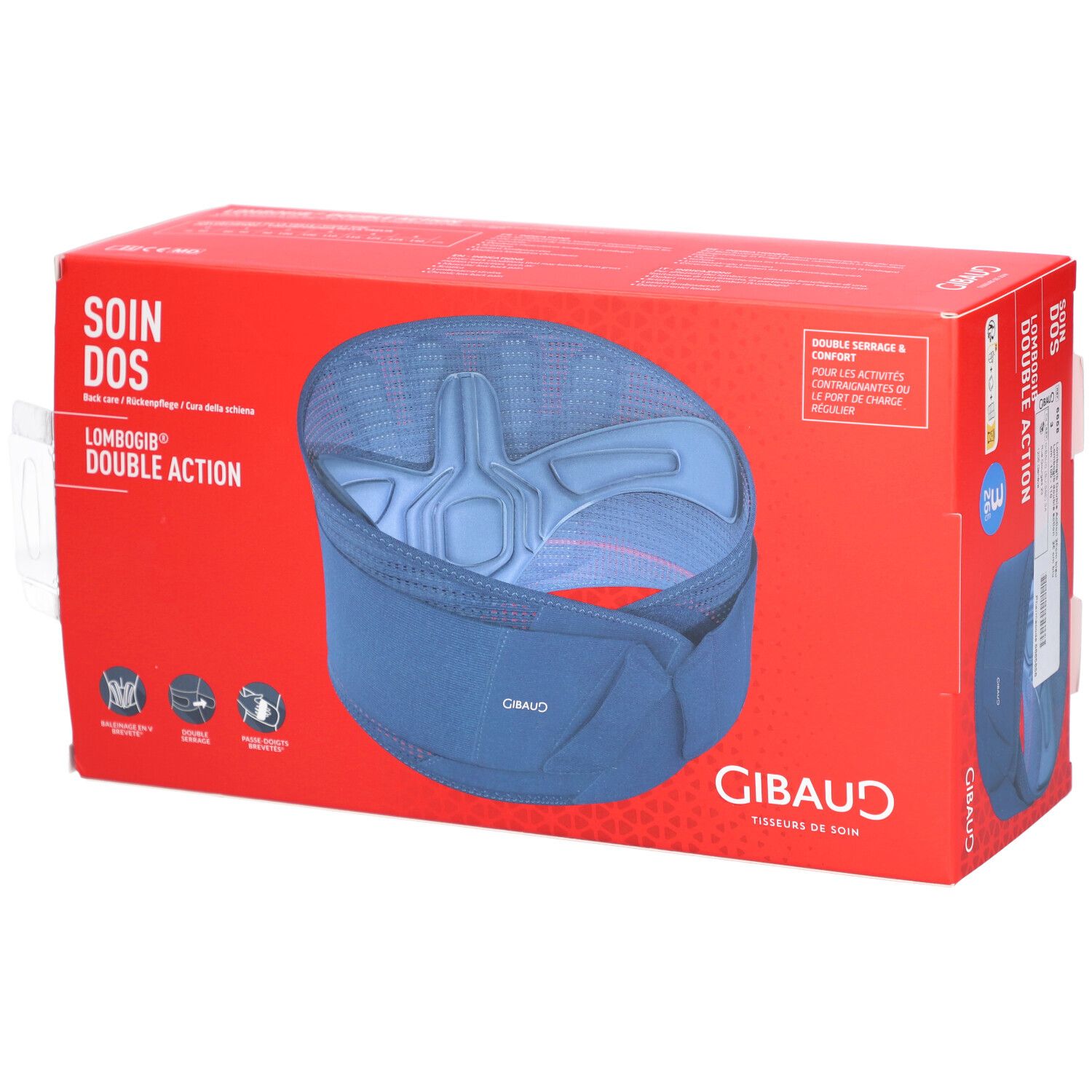 GIBAUD Lombogib Double Act ceinture lombaire 26 cm taille 3 bleu