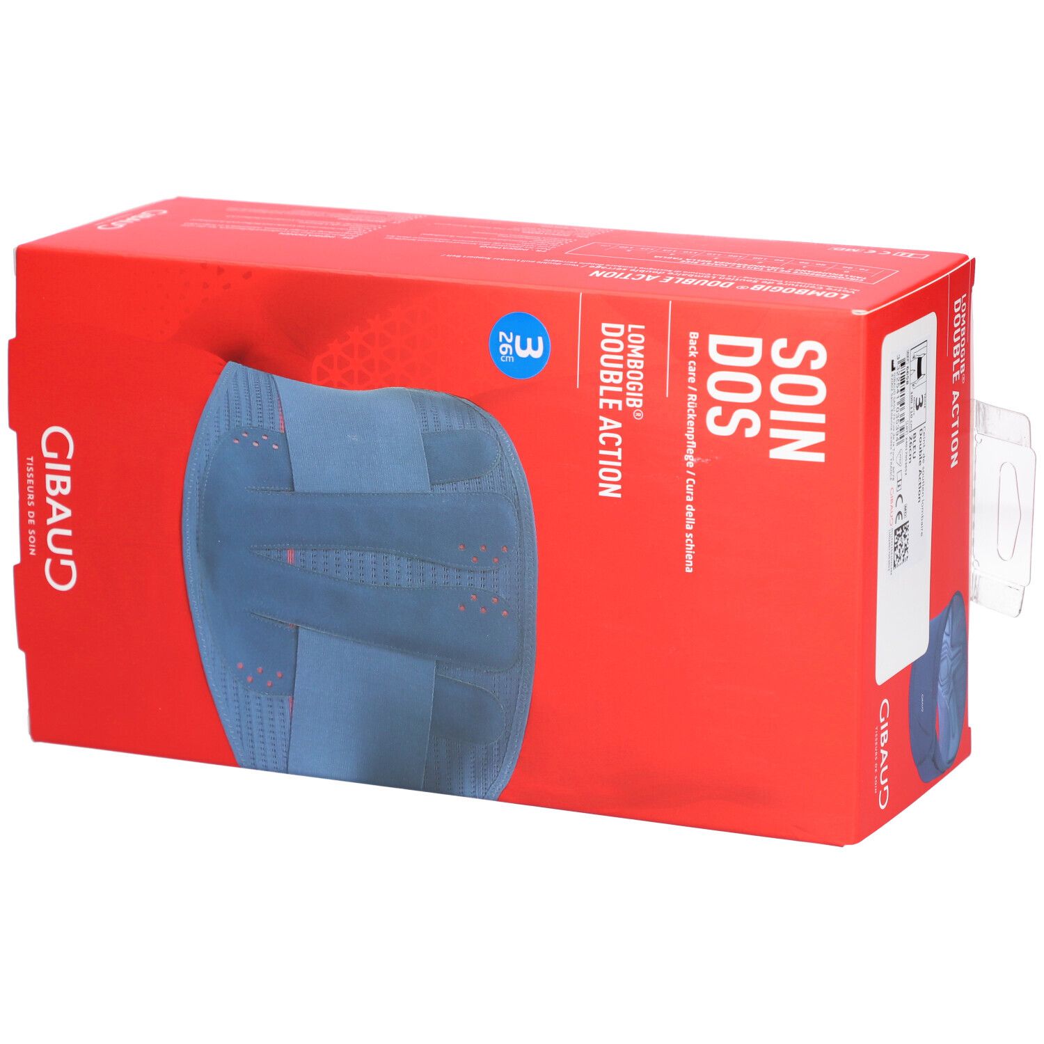 GIBAUD Lombogib Double Act ceinture lombaire 26 cm taille 3 bleu