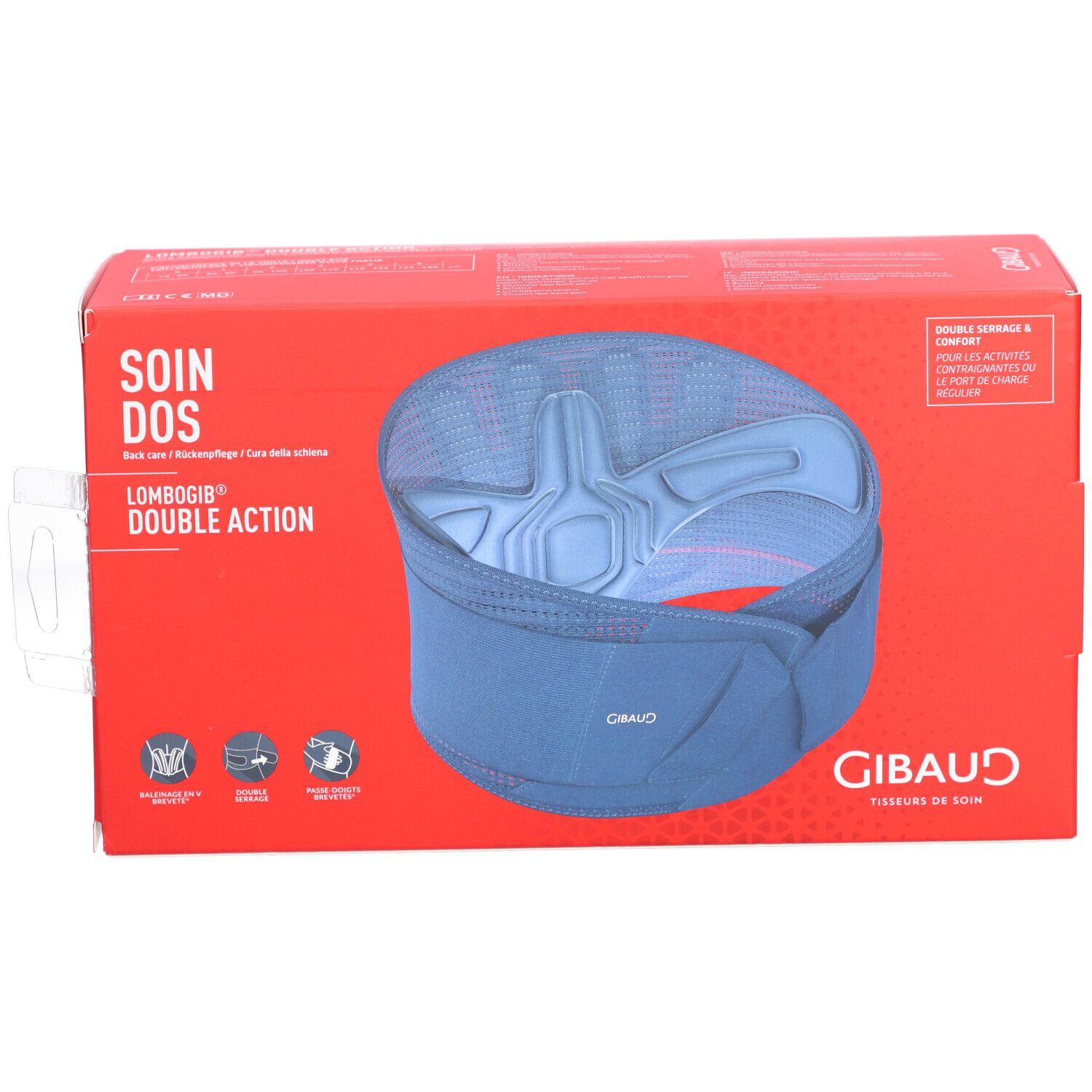 GIBAUD Lombogib Double Act ceinture lombaire 26 cm taille 3 bleu