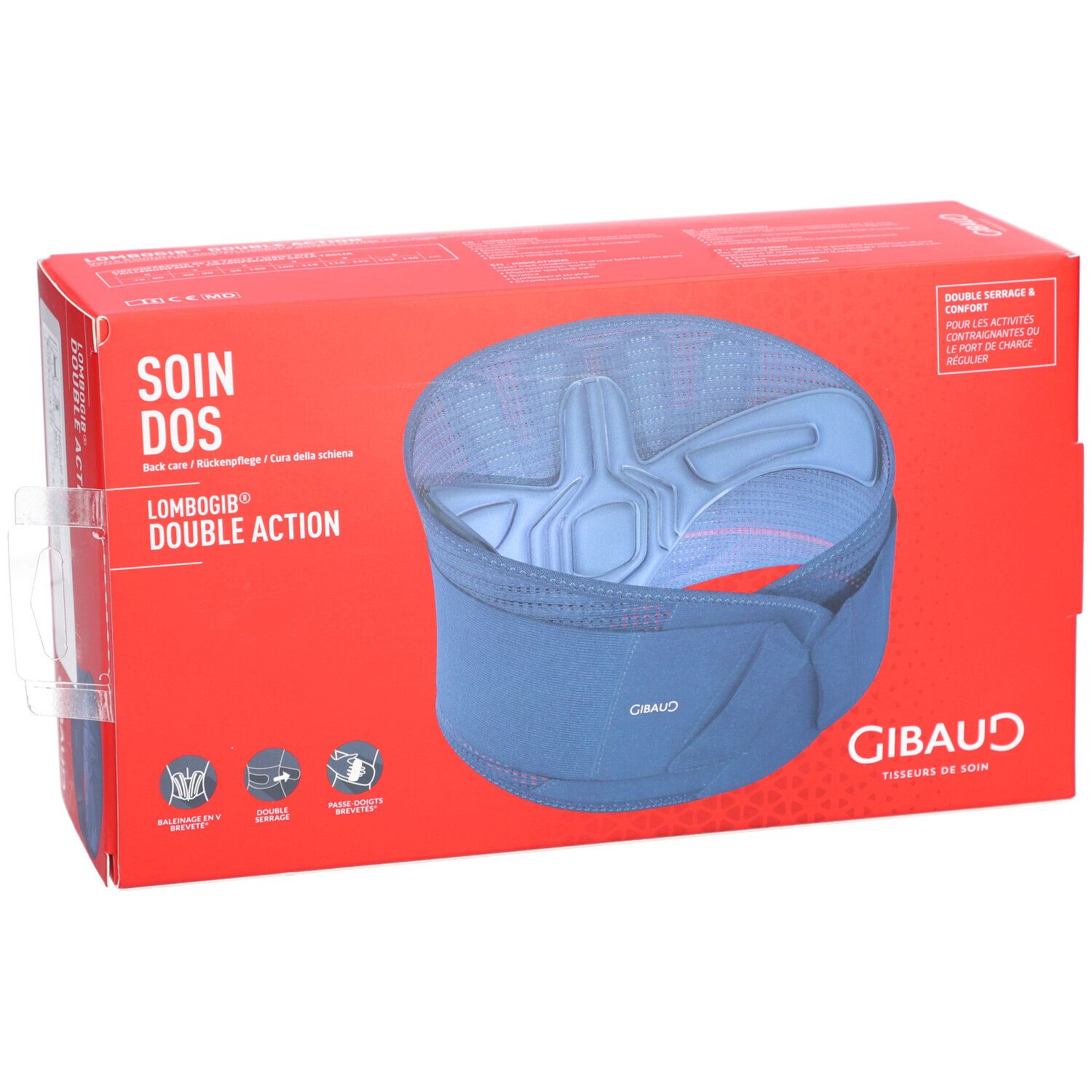 GIBAUD Lombogib Double Act ceinture lombaire 26 cm taille 3 bleu