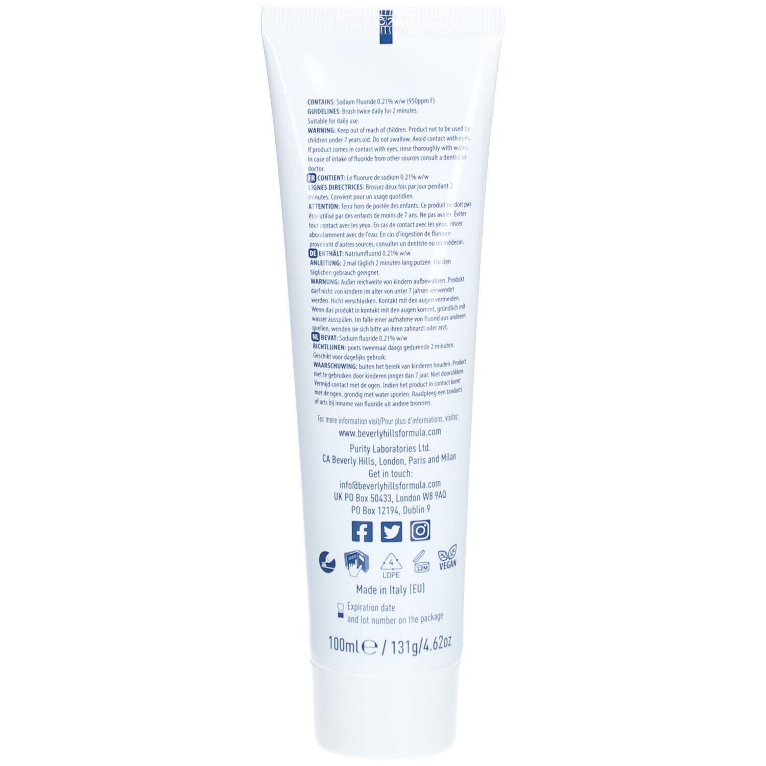 BEVERLY HILLS FORMULA Dentifrice Perfect White reminéralisation