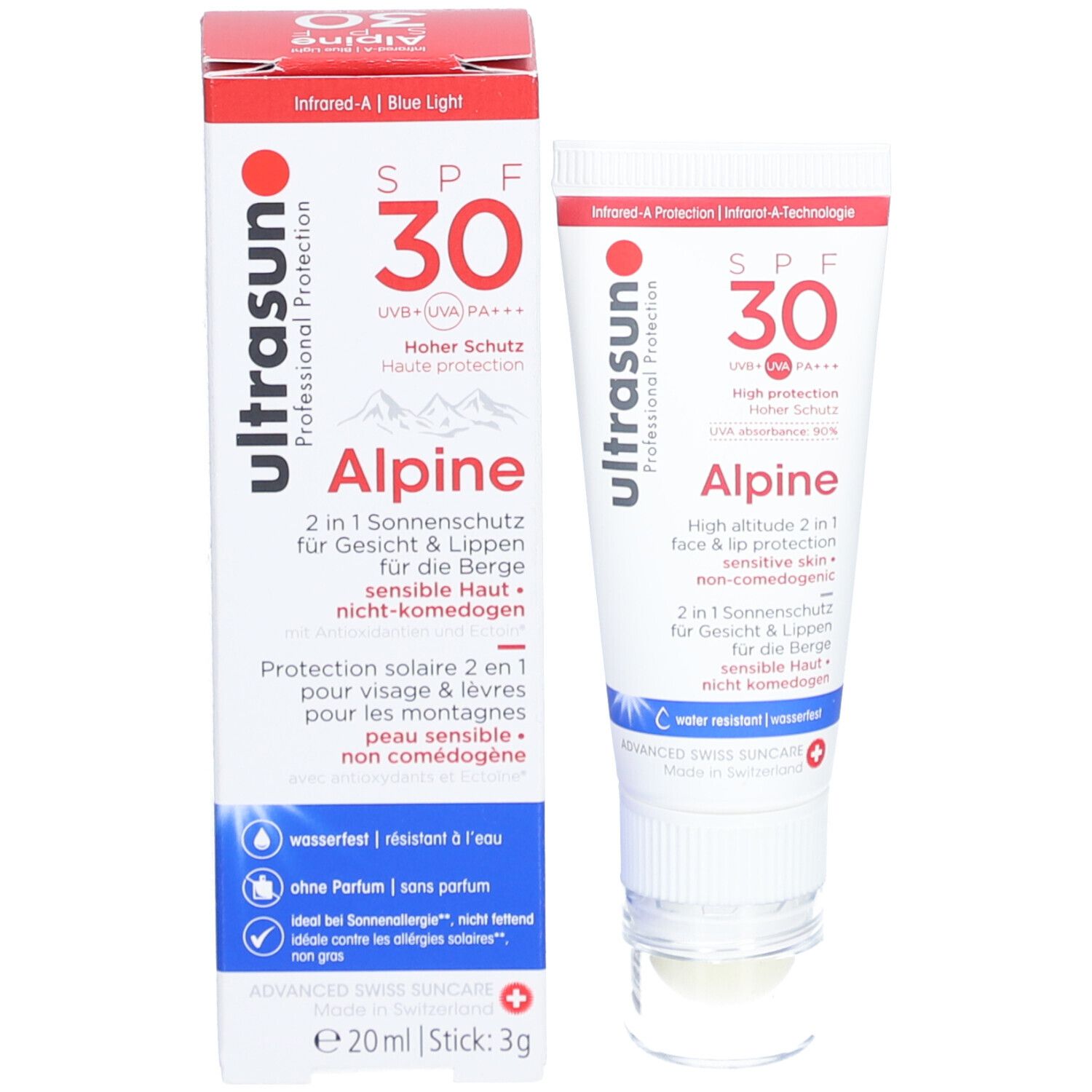 Ultrasun Alpine Potection Solaire 2 en 1 Visage & Lèvres SPF 30